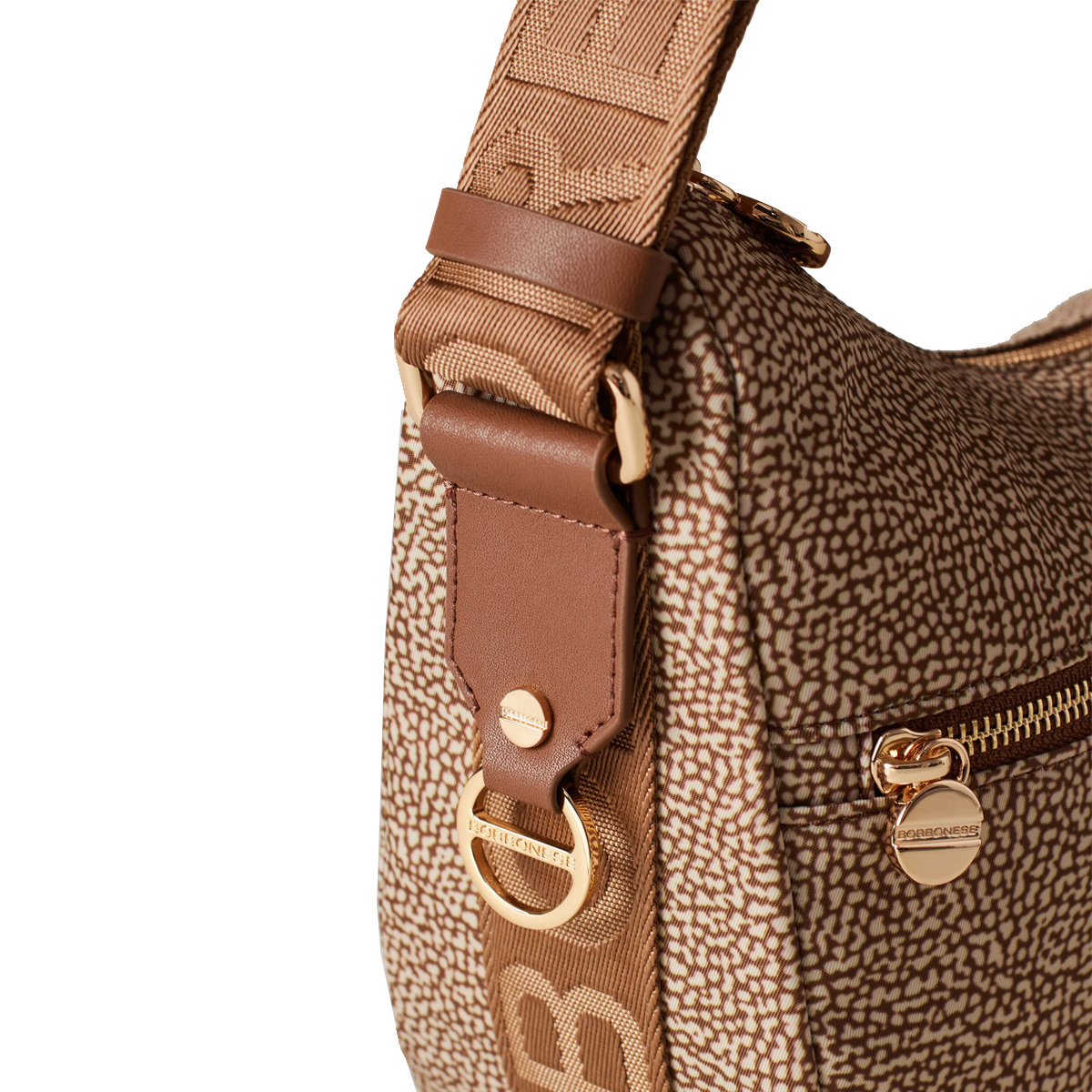 Borbonese Borsa Luna Bag Small con taschino in Nylon Riciclato Beige Marrone - 3 Borbonese Borsa Luna Bag Small con taschino in Nylon Riciclato Beige Marrone - 3