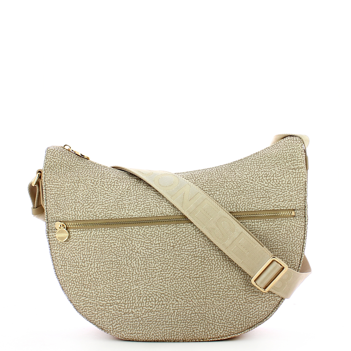 Borbonese Borsa Luna Bag Middle con taschino in Nylon Riciclato Sabbia - 1 Borbonese Borsa Luna Bag Middle con taschino in Nylon Riciclato Sabbia - 1