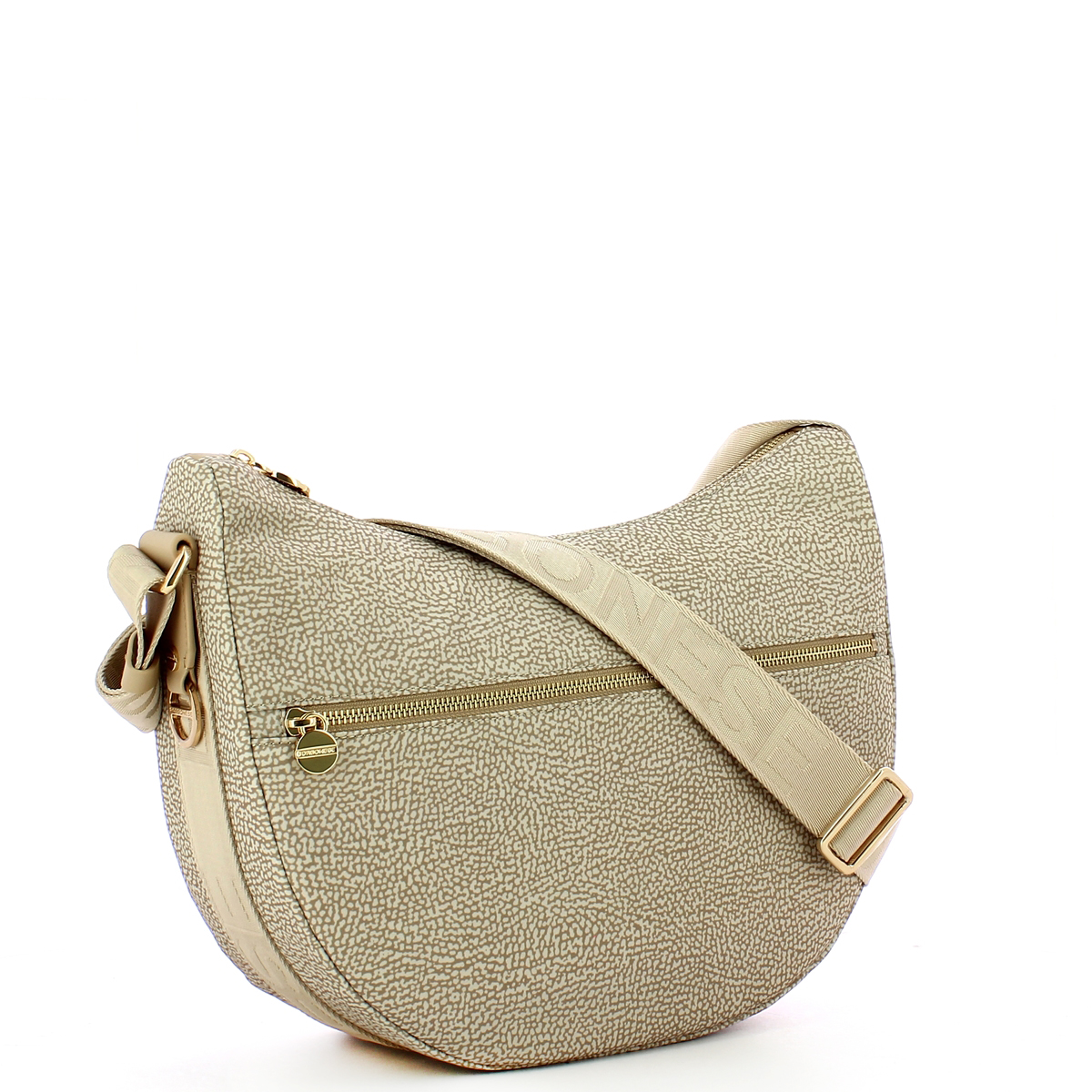 Borbonese Borsa Luna Bag Middle con taschino in Nylon Riciclato Sabbia - 2 Borbonese Borsa Luna Bag Middle con taschino in Nylon Riciclato Sabbia - 2