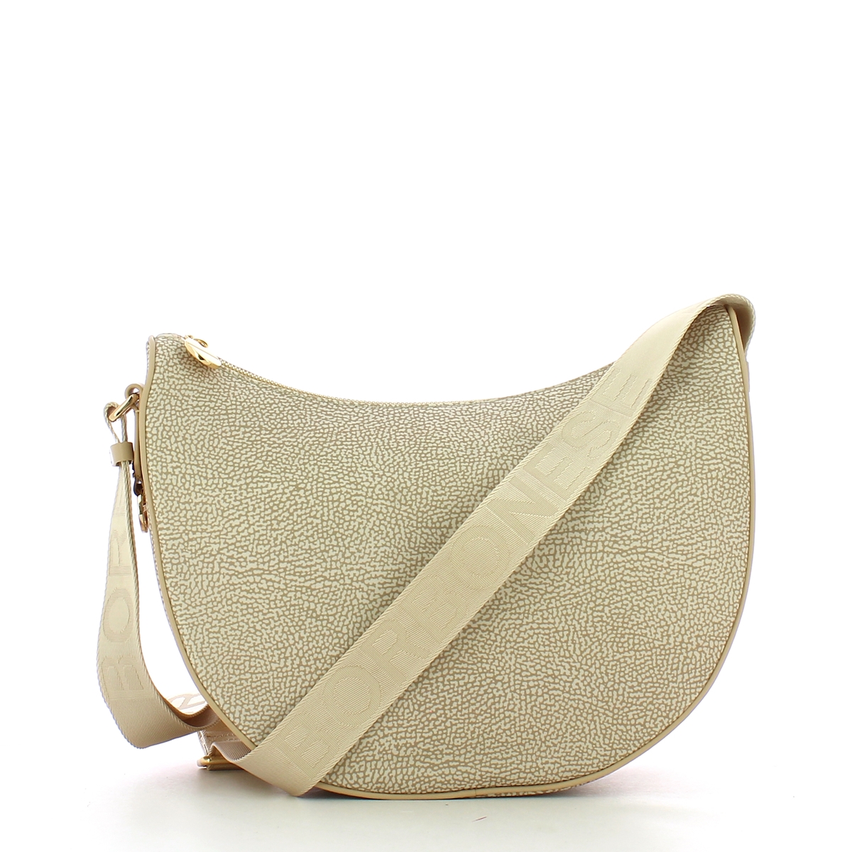 Borbonese Borsa Luna Bag Middle in Nylon Riciclato Sabbia - 1 Borbonese Borsa Luna Bag Middle in Nylon Riciclato Sabbia - 1