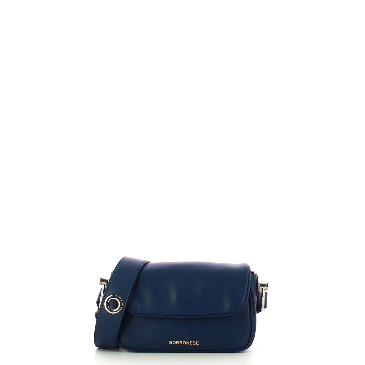 Borbonese Mini Borsa a tracolla in pelle Blu OP Naturale - 1 Borbonese Mini Borsa a tracolla in pelle Blu OP Naturale - 1