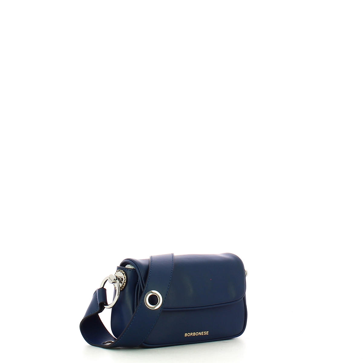 Borbonese Mini Borsa a tracolla in pelle Blu OP Naturale - 2 Borbonese Mini Borsa a tracolla in pelle Blu OP Naturale - 2