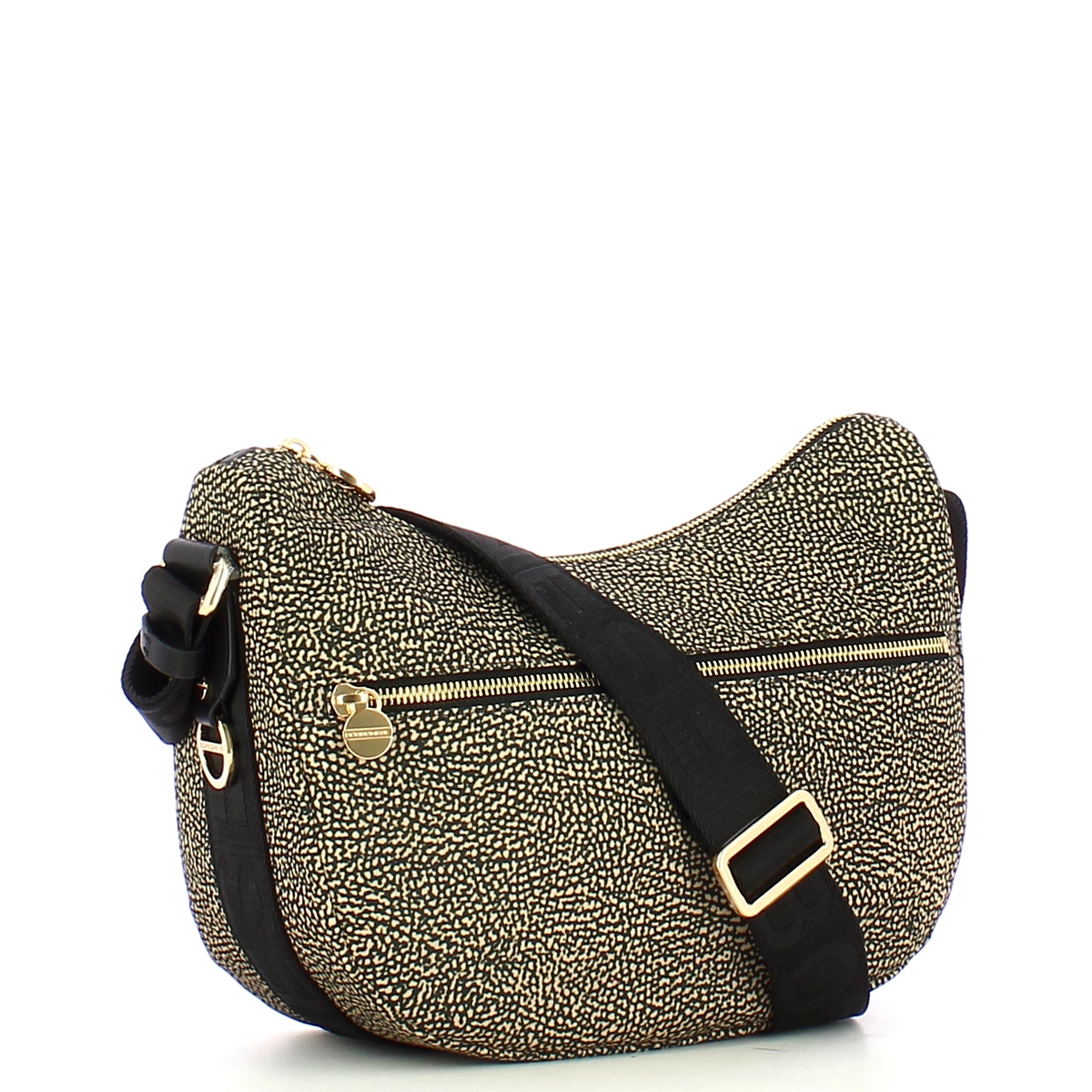 Borbonese Borsa Luna Bag Small con taschino in Nylon Riciclato OP Naturale Nero - 2 Borbonese Borsa Luna Bag Small con taschino in Nylon Riciclato OP Naturale Nero - 2