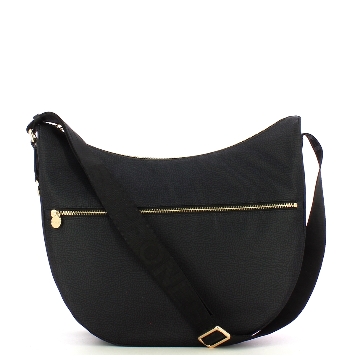 Borbonese Borsa Luna Bag Medium con taschino in Nylon Riciclato Dark Black - 1 Borbonese Borsa Luna Bag Medium con taschino in Nylon Riciclato Dark Black - 1