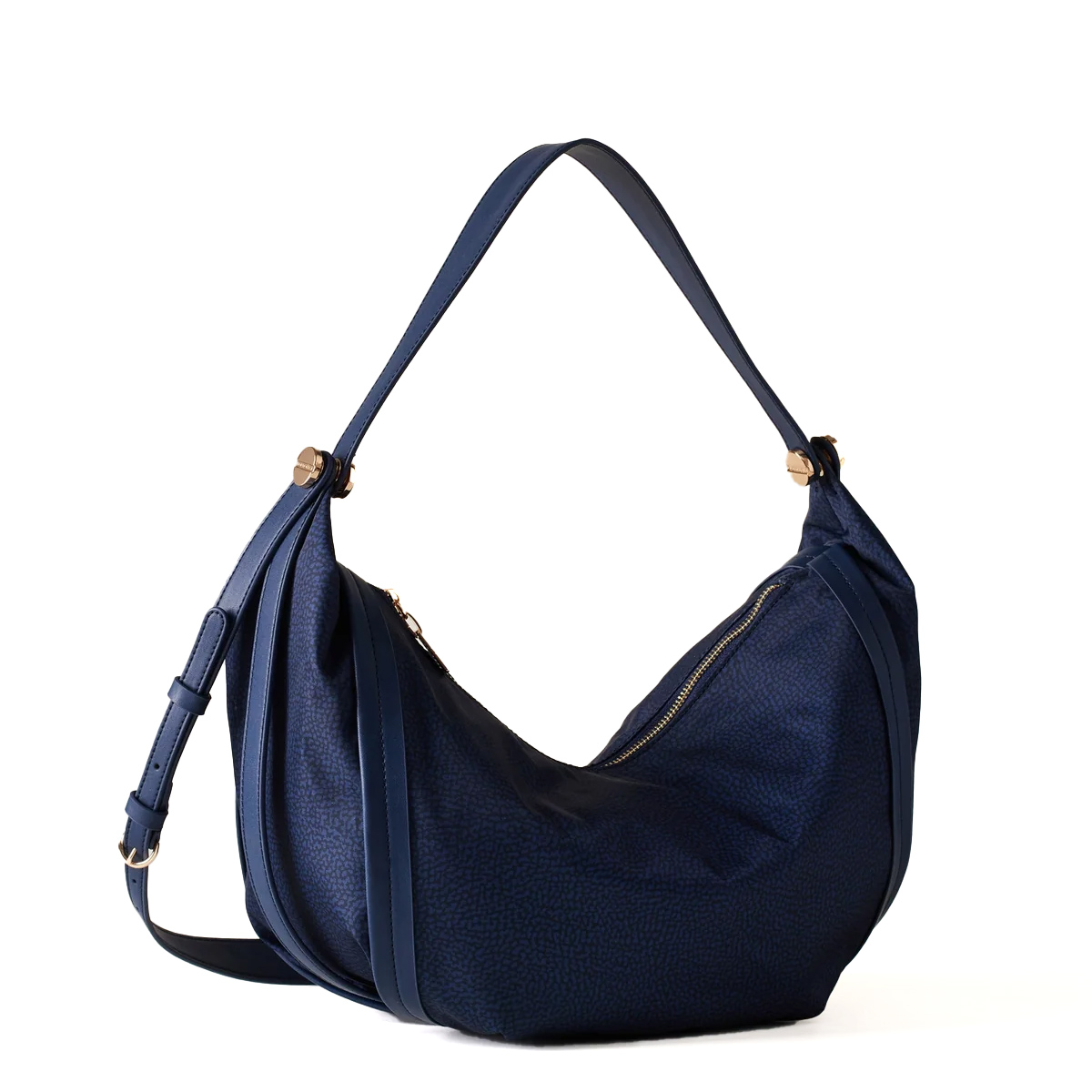 Borbonese Hobo Bag New Orbit Medium Blu - 2 Borbonese Hobo Bag New Orbit Medium Blu - 2