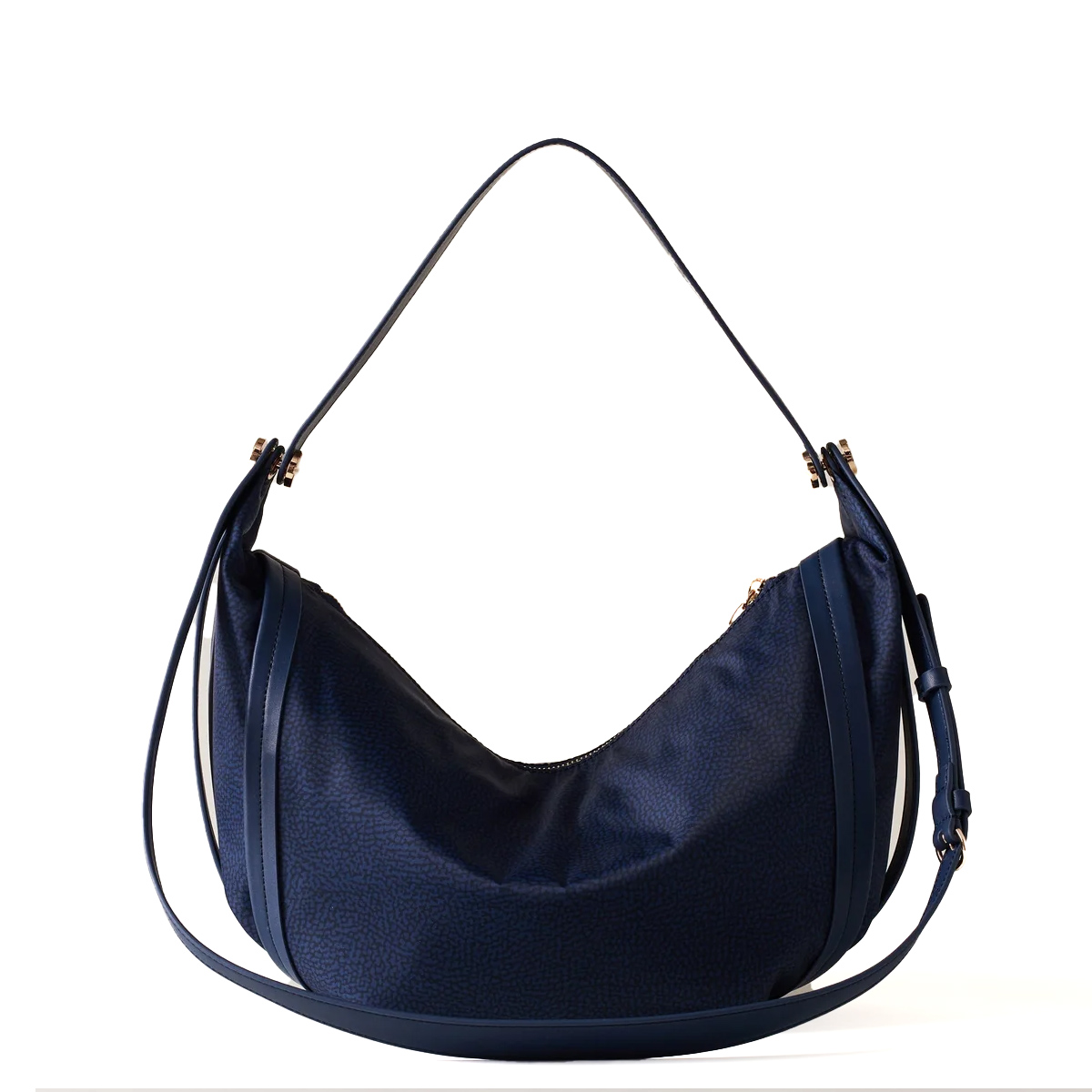 Borbonese Hobo Bag New Orbit Medium Blu - 3 Borbonese Hobo Bag New Orbit Medium Blu - 3