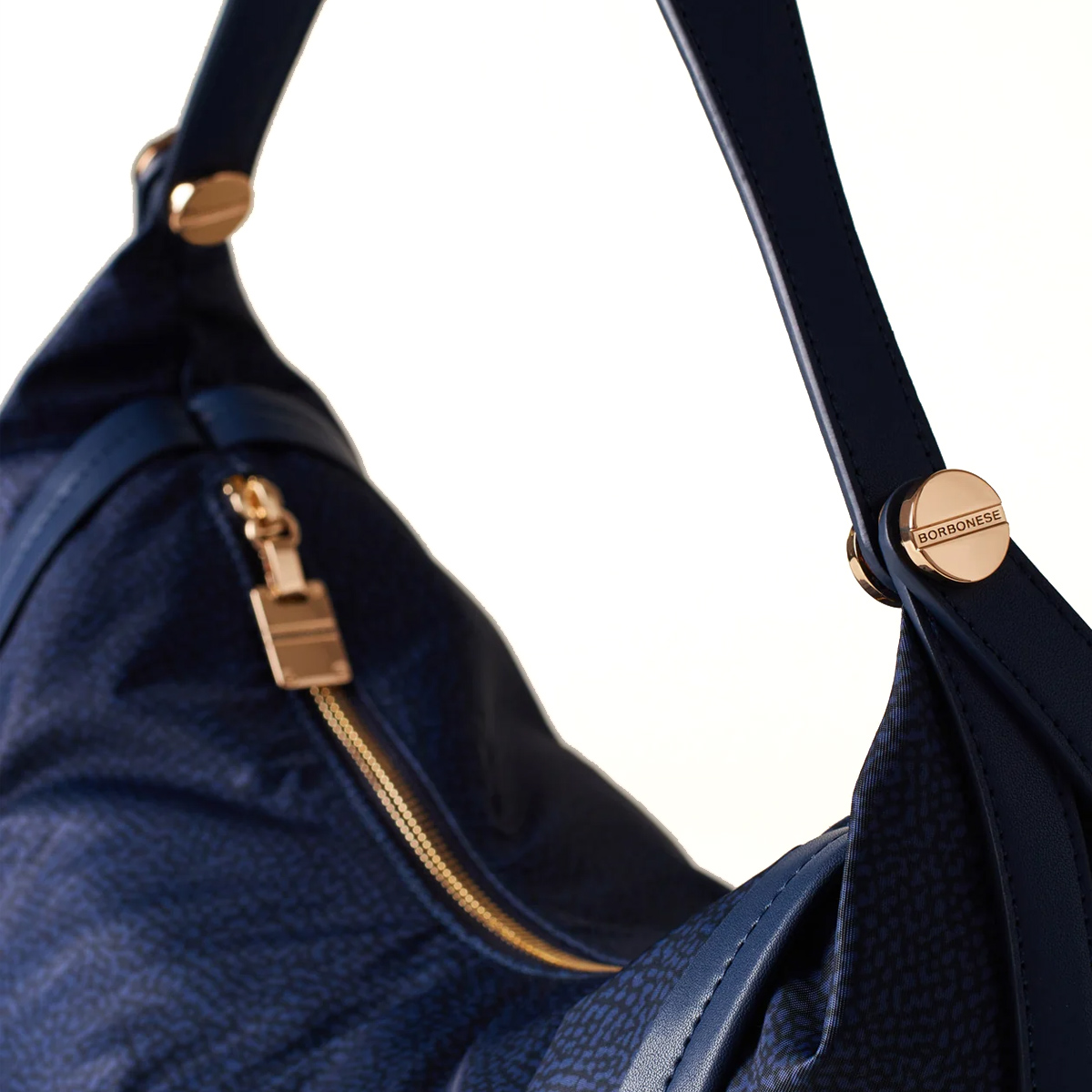Borbonese Hobo Bag New Orbit Medium Blu - 4 Borbonese Hobo Bag New Orbit Medium Blu - 4