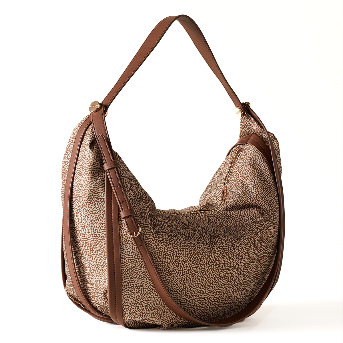 Borbonese Hobo Bag New Orbit Large Beige Marrone - 2 Borbonese Hobo Bag New Orbit Large Beige Marrone - 2