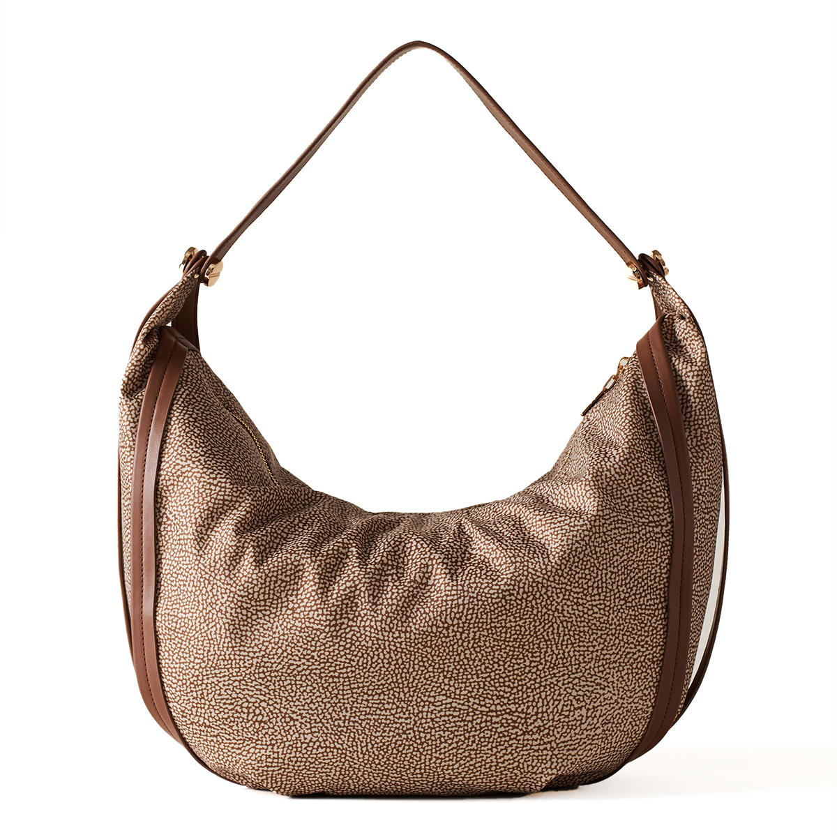 Borbonese Hobo Bag New Orbit Large Beige Marrone - 3 Borbonese Hobo Bag New Orbit Large Beige Marrone - 3