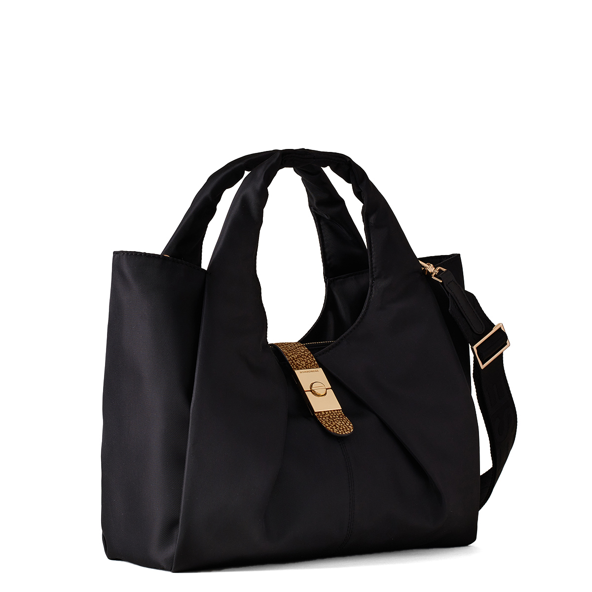 Borbonese Borsa a mano Cortina Medium in Nylon Nero OP Naturale - 2 Borbonese Borsa a mano Cortina Medium in Nylon Nero OP Naturale - 2