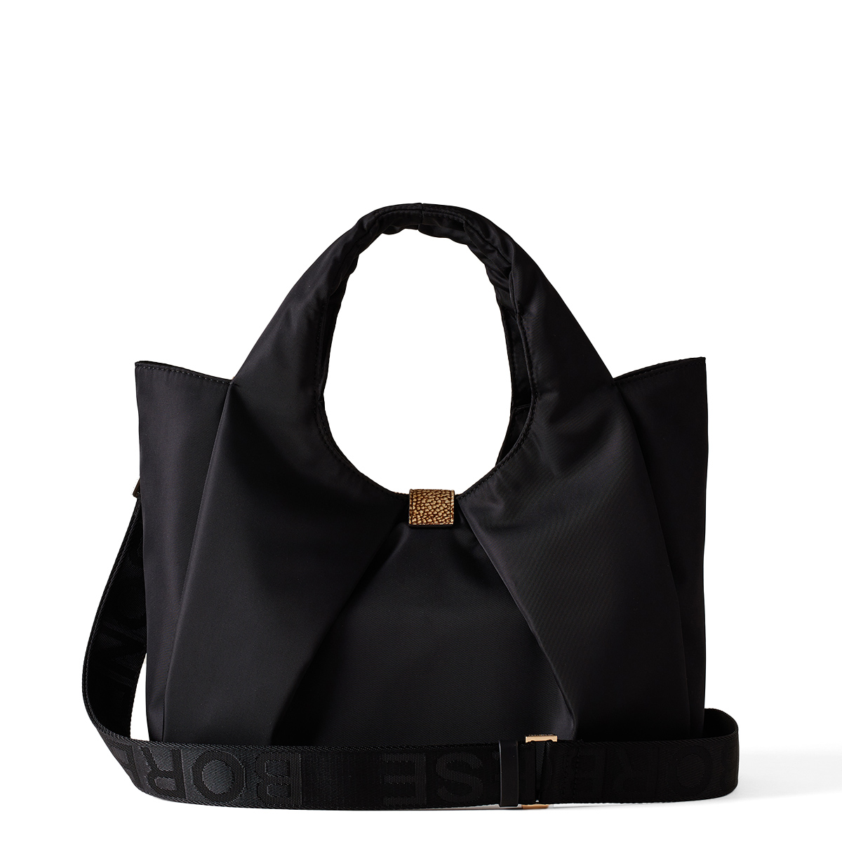 Borbonese Borsa a mano Cortina Medium in Nylon Nero OP Naturale - 3 Borbonese Borsa a mano Cortina Medium in Nylon Nero OP Naturale - 3