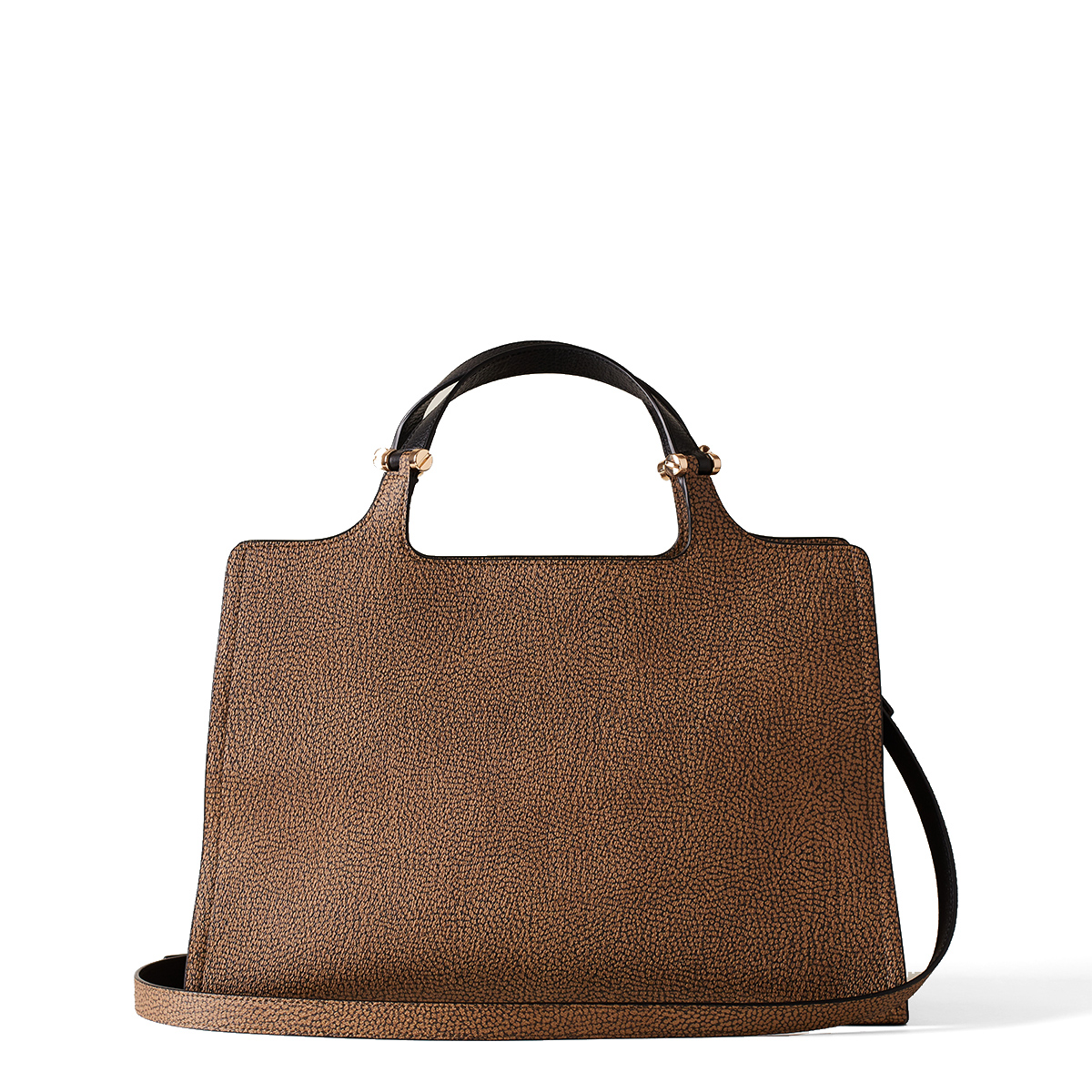 Borbonese Borsa a mano Medium in tela rivestita OP Naturale Nero - 3 Borbonese Borsa a mano Medium in tela rivestita OP Naturale Nero - 3