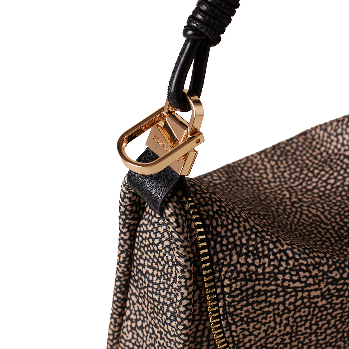 Borbonese Hobo Bag Horseback Medium OP Naturale Nero - 4 Borbonese Hobo Bag Horseback Medium OP Naturale Nero - 4