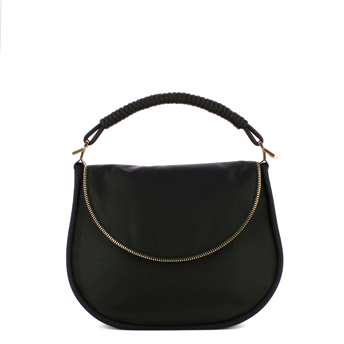 Borbonese Hobo Bag Horseback Medium Dark Black - 1 Borbonese Hobo Bag Horseback Medium Dark Black - 1