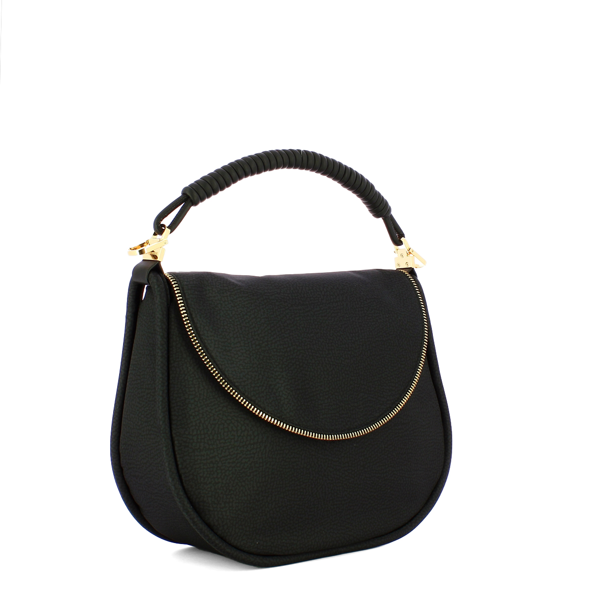 Borbonese Hobo Bag Horseback Medium Dark Black - 2 Borbonese Hobo Bag Horseback Medium Dark Black - 2