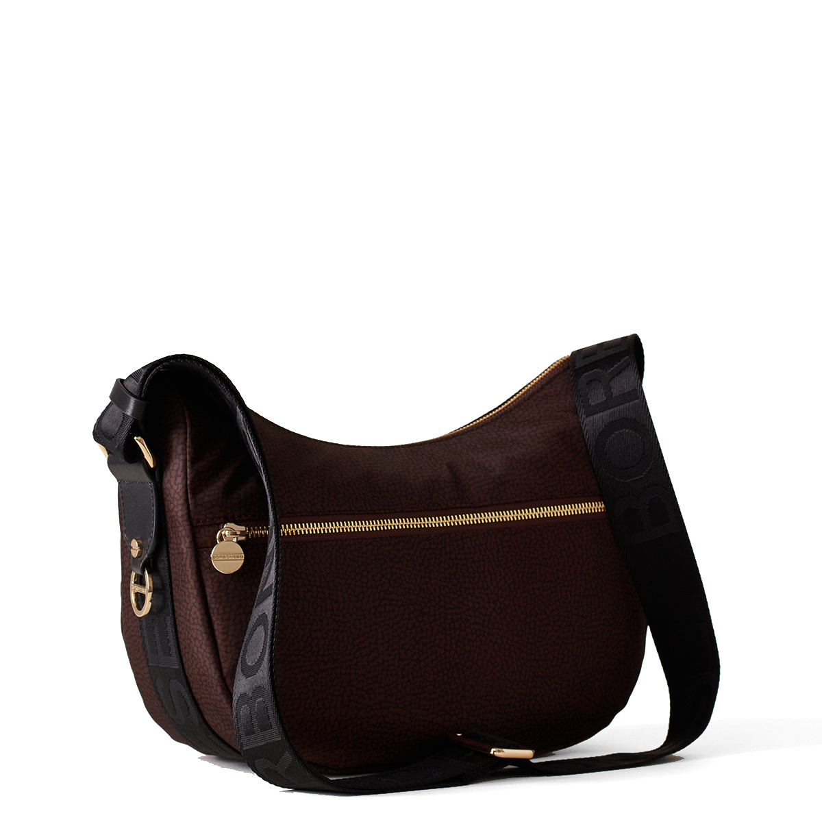Borbonese Borsa Luna Bag Small con taschino in Nylon Riciclato Testa Moro Nero - 2 Borbonese Borsa Luna Bag Small con taschino in Nylon Riciclato Testa Moro Nero - 2