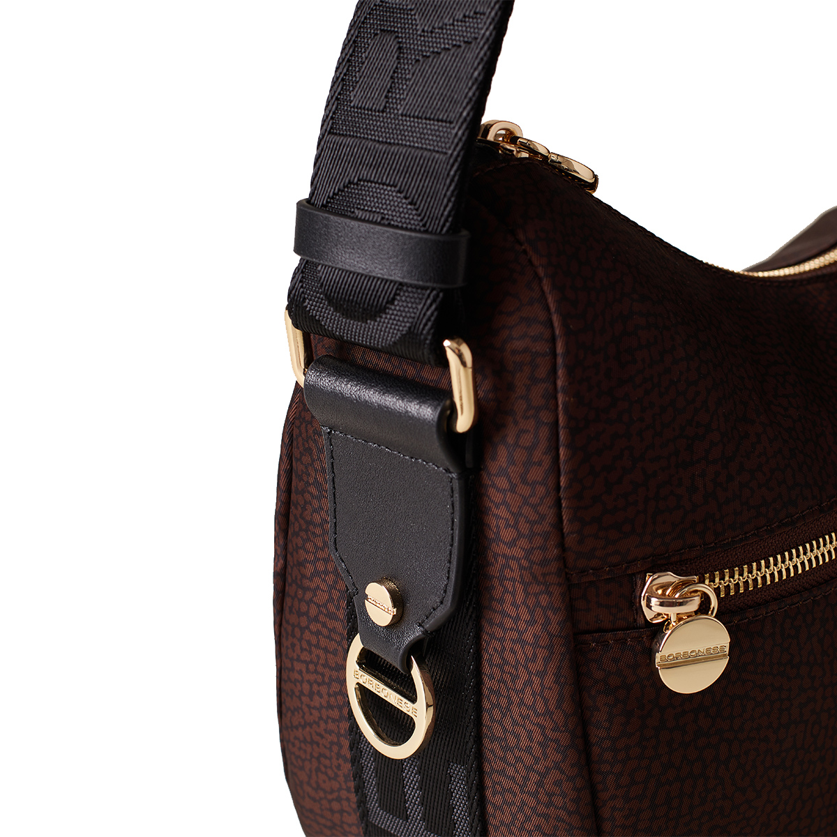 Borbonese Borsa Luna Bag Small con taschino in Nylon Riciclato Testa Moro Nero - 4 Borbonese Borsa Luna Bag Small con taschino in Nylon Riciclato Testa Moro Nero - 4