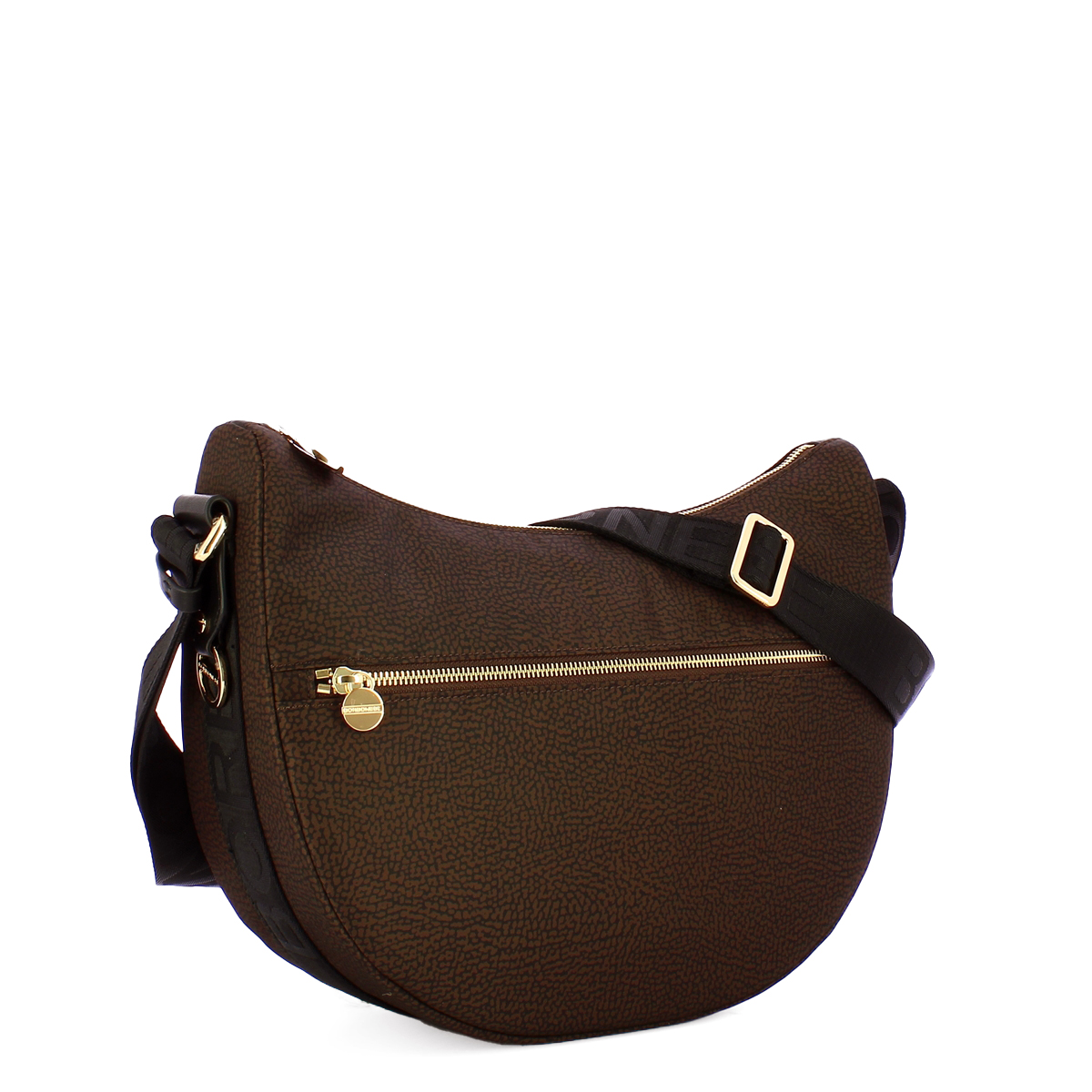 Borbonese Borsa Luna Bag Middle con taschino in Nylon Riciclato Testa Moro Nero - 2 Borbonese Borsa Luna Bag Middle con taschino in Nylon Riciclato Testa Moro Nero - 2