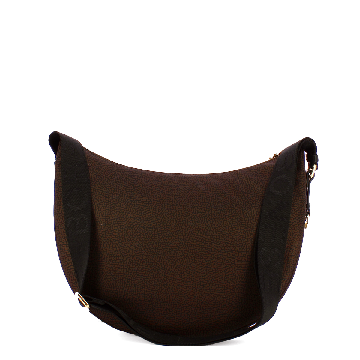 Borbonese Borsa Luna Bag Middle con taschino in Nylon Riciclato Testa Moro Nero - 3 Borbonese Borsa Luna Bag Middle con taschino in Nylon Riciclato Testa Moro Nero - 3