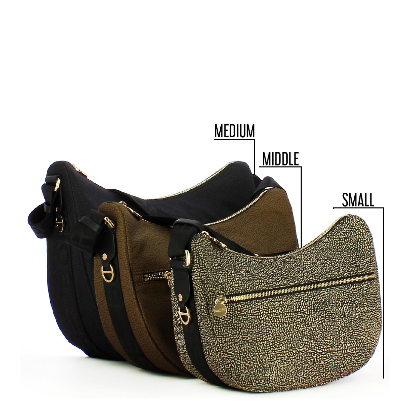 Borbonese Borsa Luna Bag Middle con taschino in Nylon Riciclato Testa Moro Nero - 5 Borbonese Borsa Luna Bag Middle con taschino in Nylon Riciclato Testa Moro Nero - 5