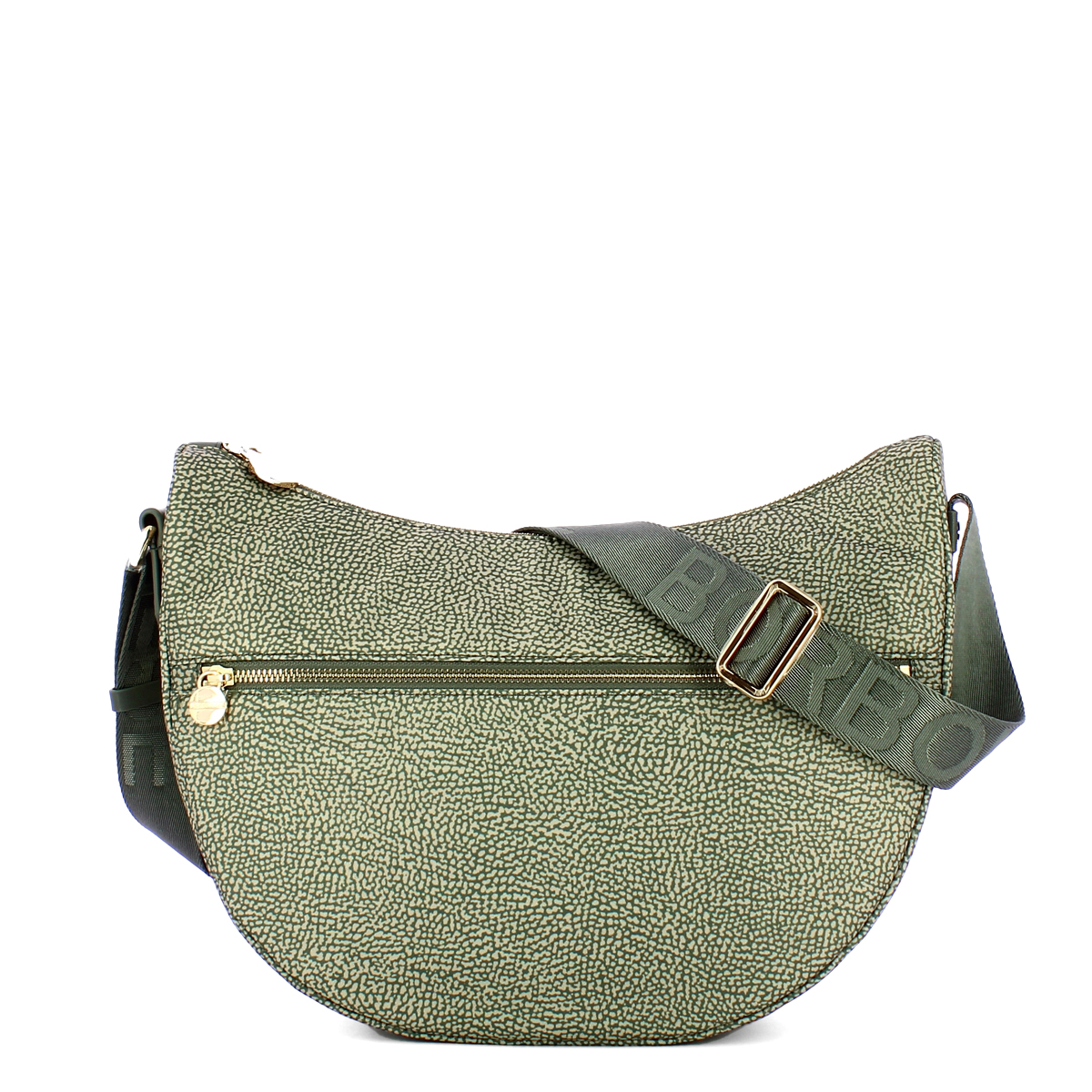 Borbonese Borsa Luna Bag Middle con taschino in Nylon Riciclato Clay Gray - 1 Borbonese Borsa Luna Bag Middle con taschino in Nylon Riciclato Clay Gray - 1