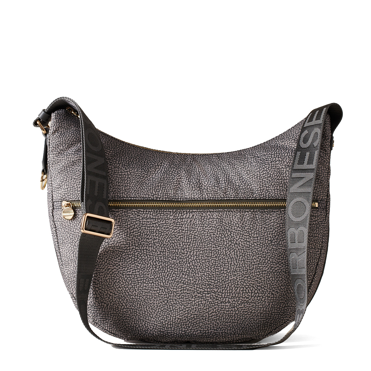Borbonese Borsa Luna Bag Medium con taschino in Nylon Riciclato Clay Grey - 1 Borbonese Borsa Luna Bag Medium con taschino in Nylon Riciclato Clay Grey - 1