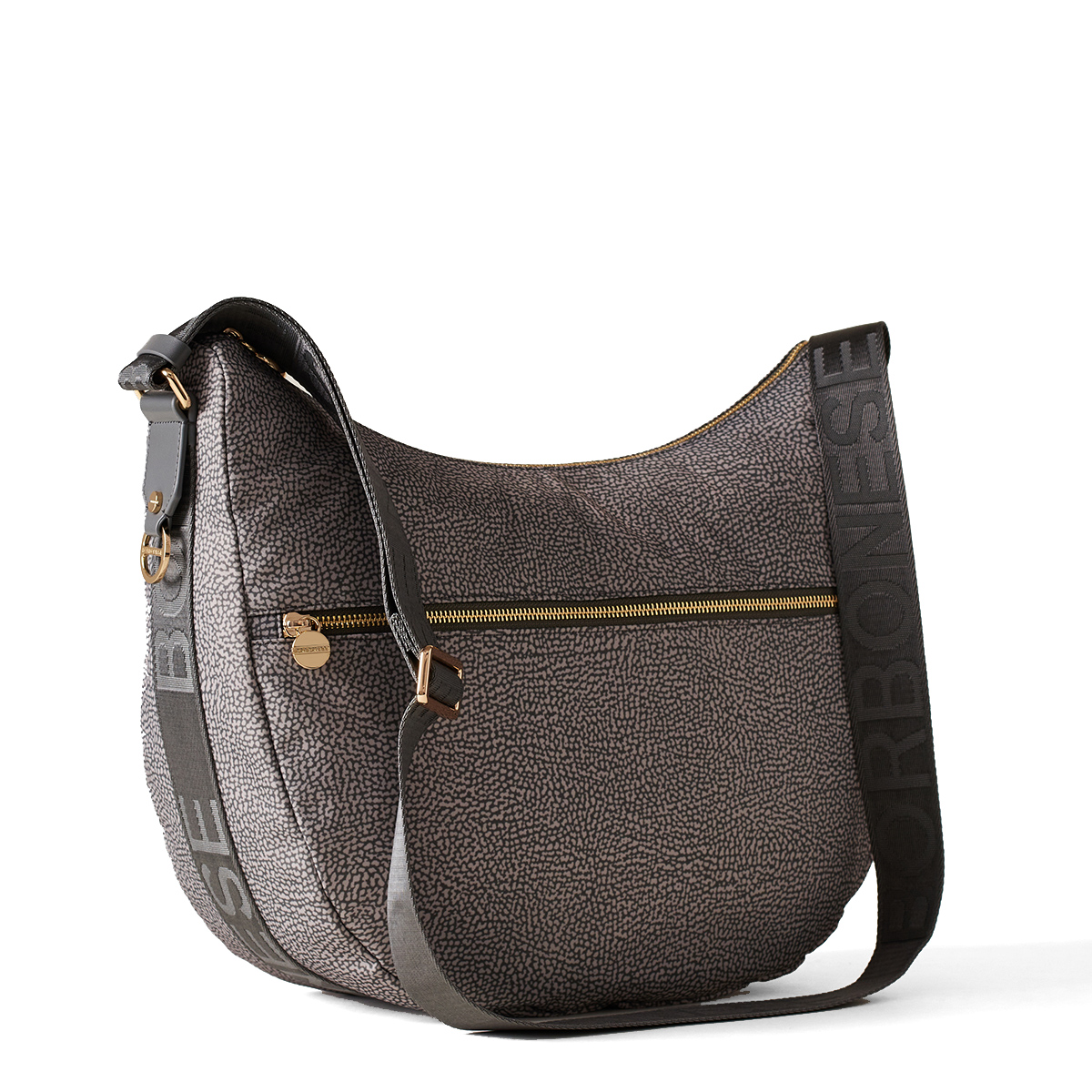 Borbonese Borsa Luna Bag Medium con taschino in Nylon Riciclato Clay Grey - 2 Borbonese Borsa Luna Bag Medium con taschino in Nylon Riciclato Clay Grey - 2