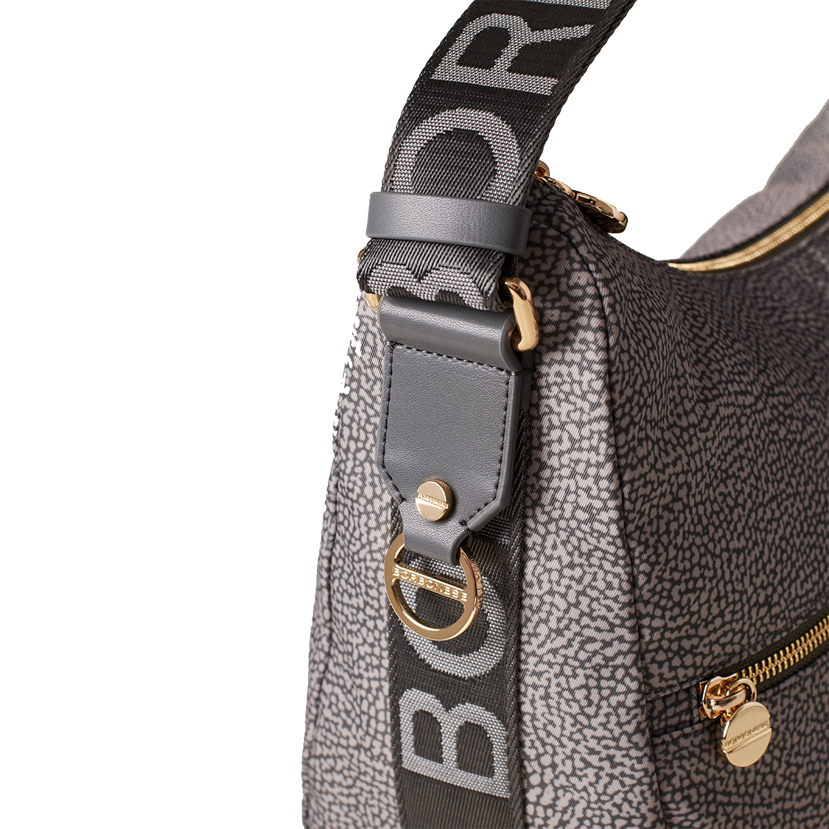 Borbonese Borsa Luna Bag Medium con taschino in Nylon Riciclato Clay Grey - 4 Borbonese Borsa Luna Bag Medium con taschino in Nylon Riciclato Clay Grey - 4