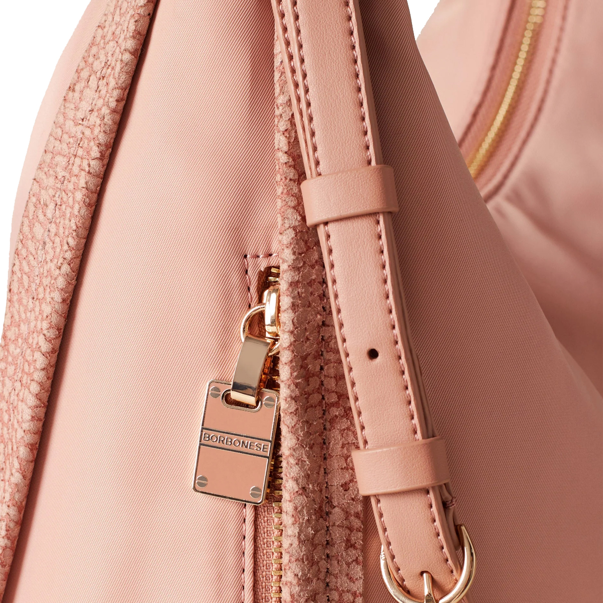 Borbonese Hobo Bag New Orbit Medium Blush - 4 Borbonese Hobo Bag New Orbit Medium Blush - 4