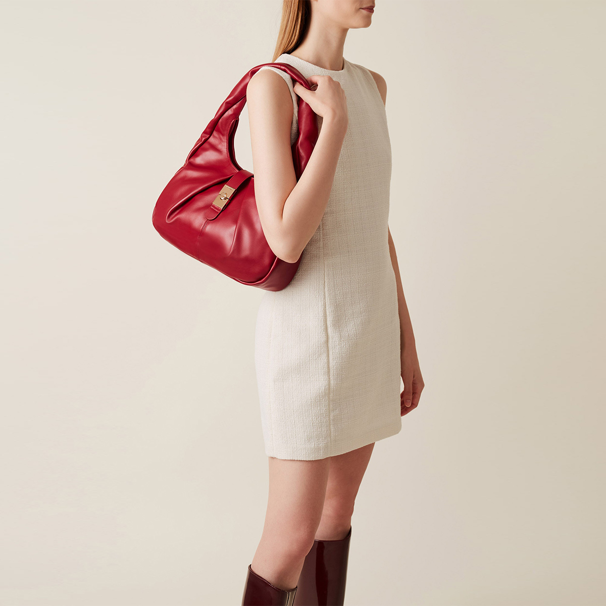 Borbonese Hobo Bag Cortina Medium Borgogna - 6 Borbonese Hobo Bag Cortina Medium Borgogna - 6