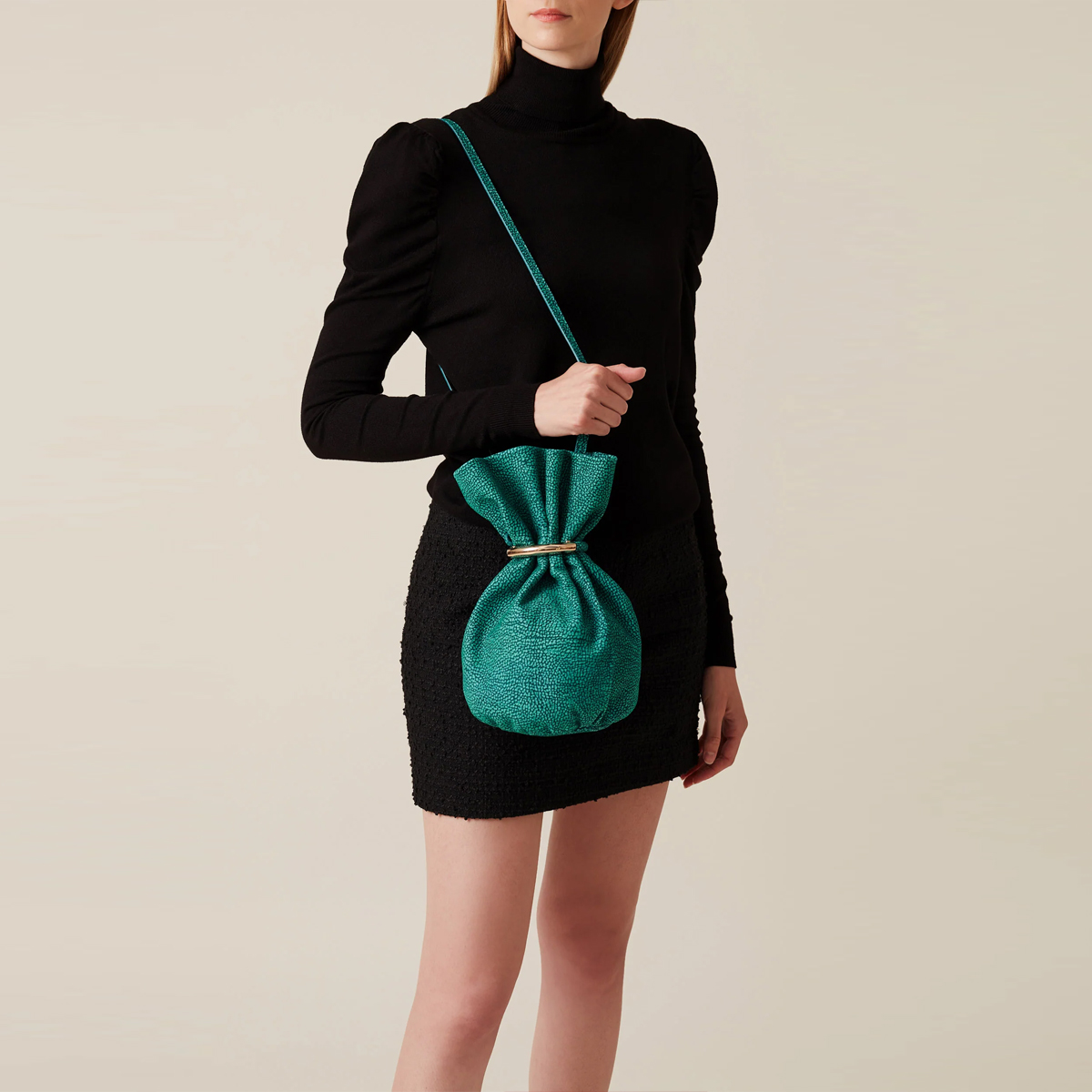 Borbonese Trésor Small Peacock Bucket Bag - 6