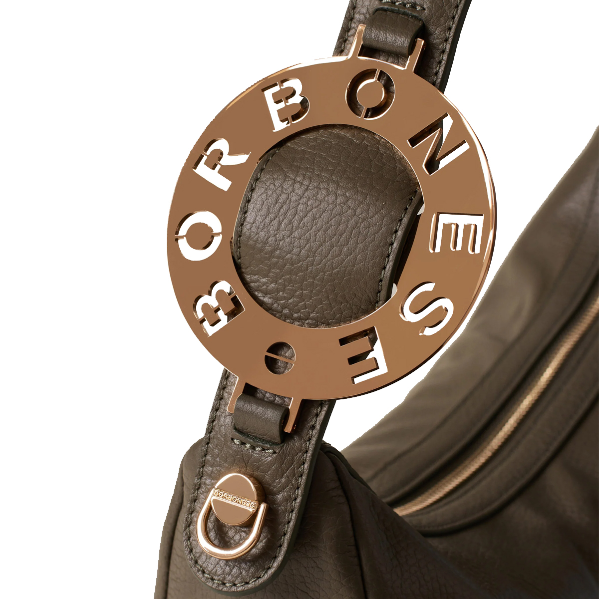 Borbonese Borsa Luna Bag Middle 011 Clay Grey - 4 Borbonese Borsa Luna Bag Middle 011 Clay Grey - 4