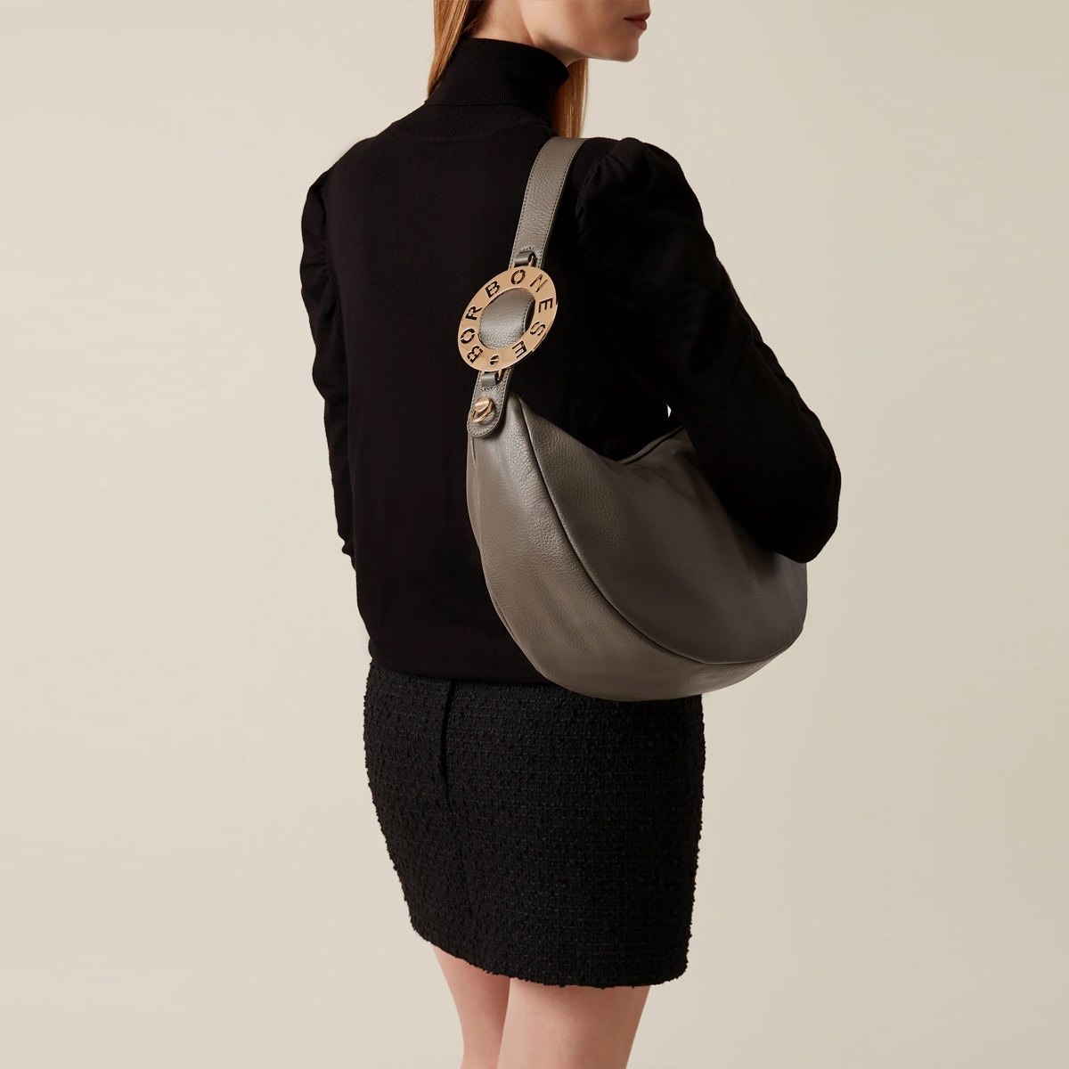 Borbonese Borsa Luna Bag Middle 011 Clay Grey - 5 Borbonese Borsa Luna Bag Middle 011 Clay Grey - 5