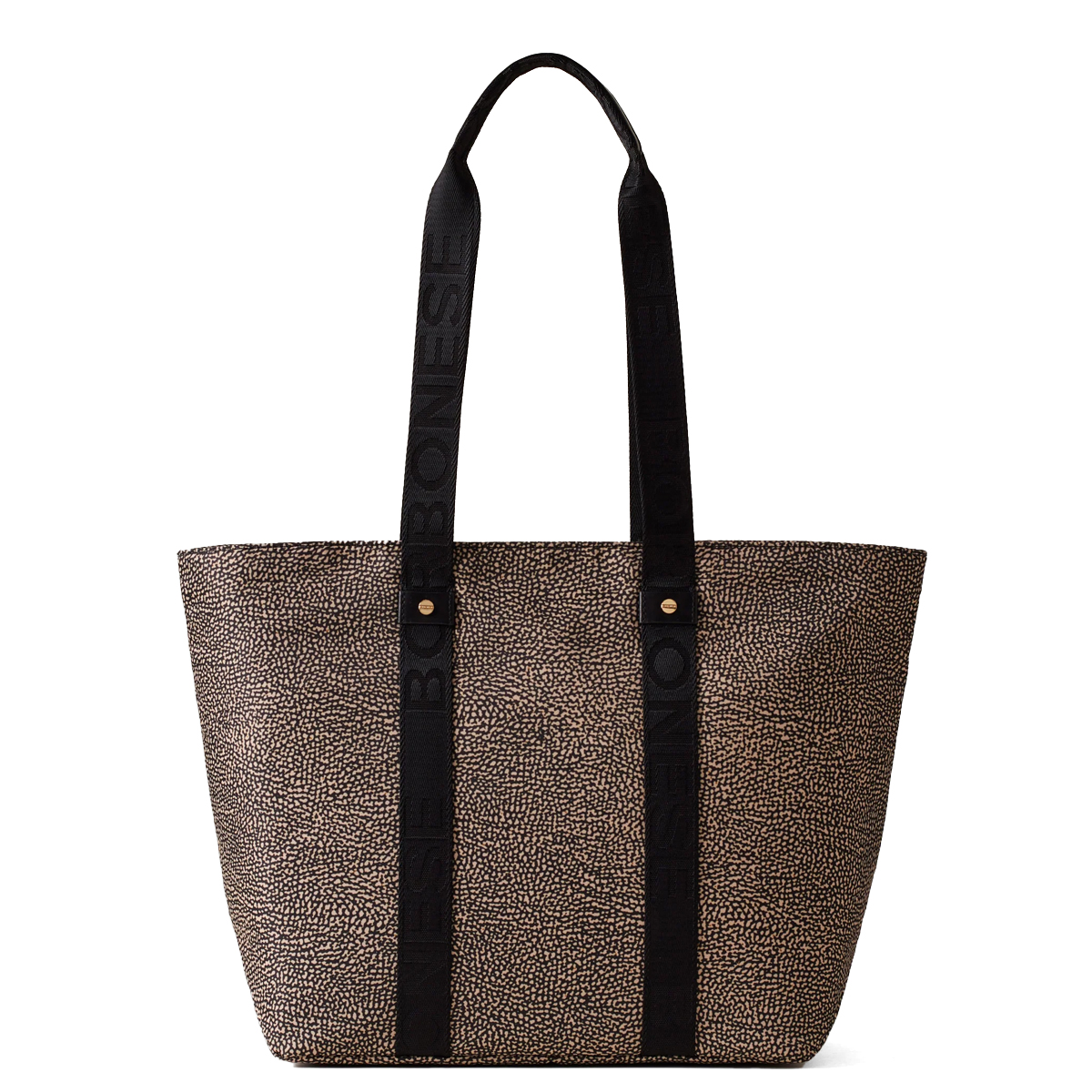 Borbonese Shopper Eco Line Medium OP Naturale Nero - 1 Borbonese Shopper Eco Line Medium OP Naturale Nero - 1