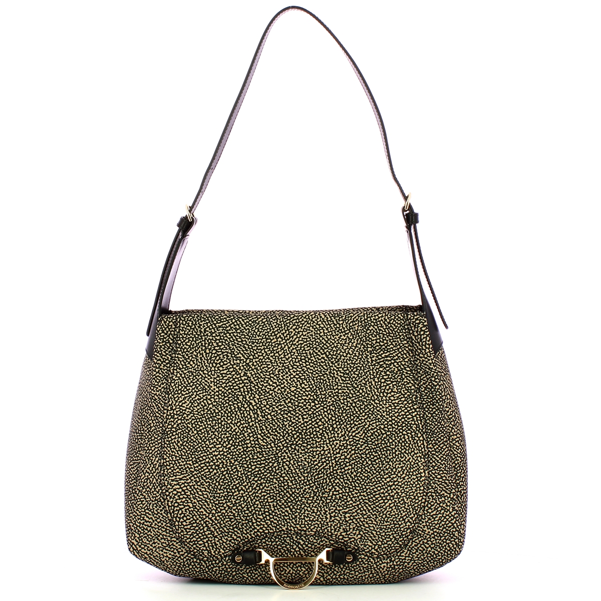 Borbonese Borsa a spalla Hobo M Op Naturale Nero - 1 Borbonese Borsa a spalla Hobo M Op Naturale Nero - 1