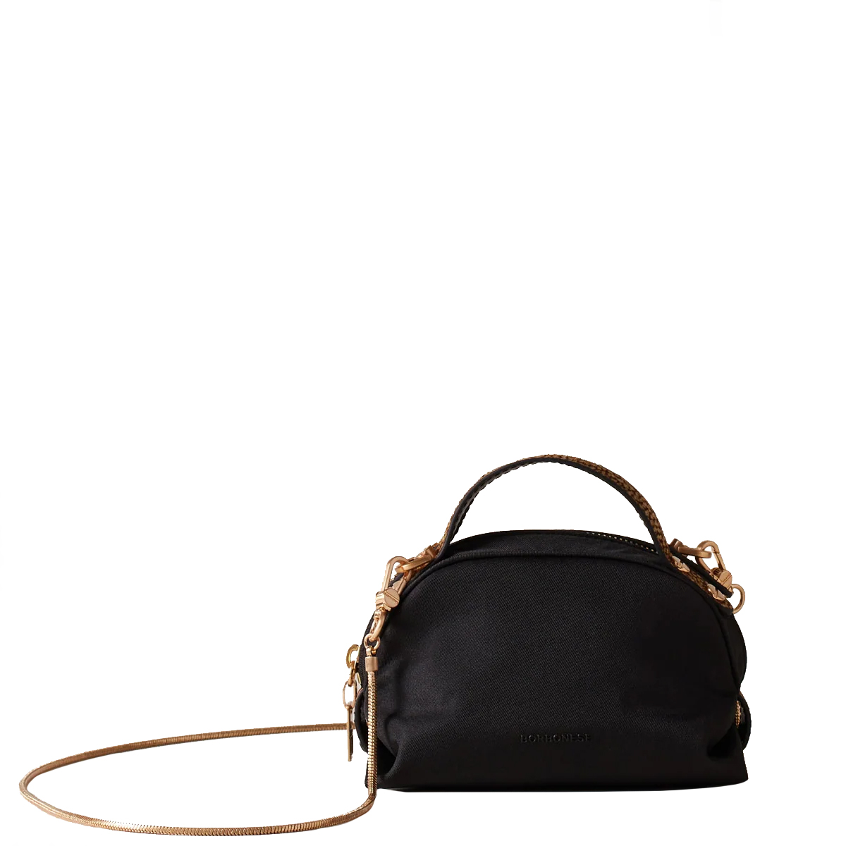 Borbonese Bauletto Sexy Bag Mini Nero OP Naturale - 1 Borbonese Bauletto Sexy Bag Mini Nero OP Naturale - 1
