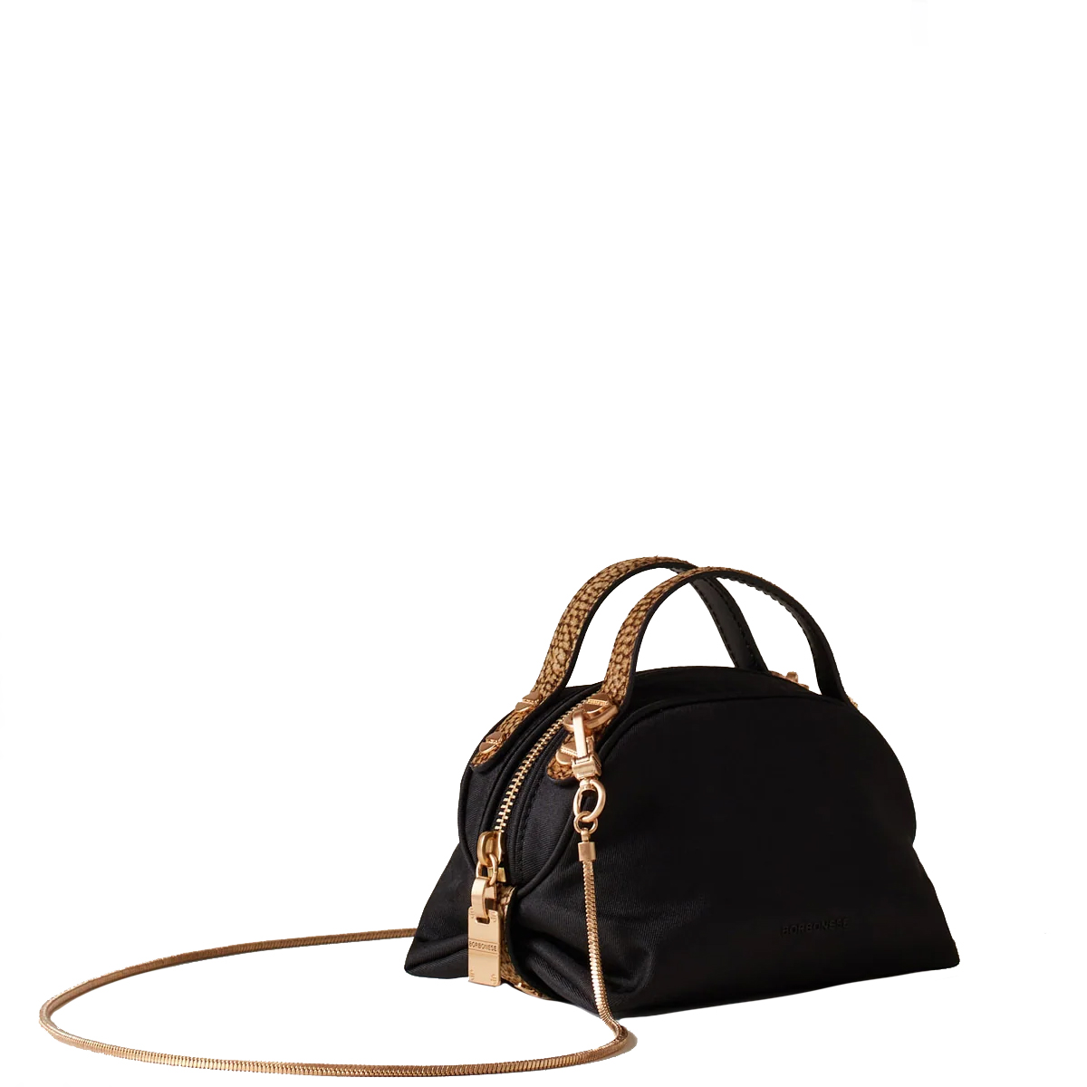 Borbonese Bauletto Sexy Bag Mini Nero OP Naturale - 3 Borbonese Bauletto Sexy Bag Mini Nero OP Naturale - 3
