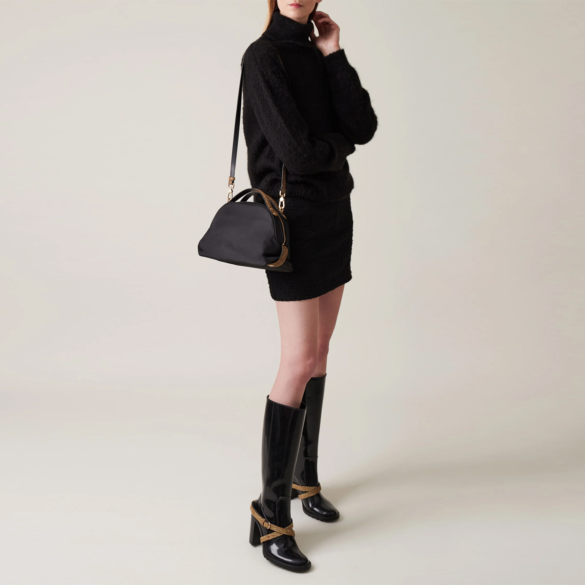 Borbonese Bauletto Sexy Bag Small Nero OP Naturale - 2 Borbonese Bauletto Sexy Bag Small Nero OP Naturale - 2