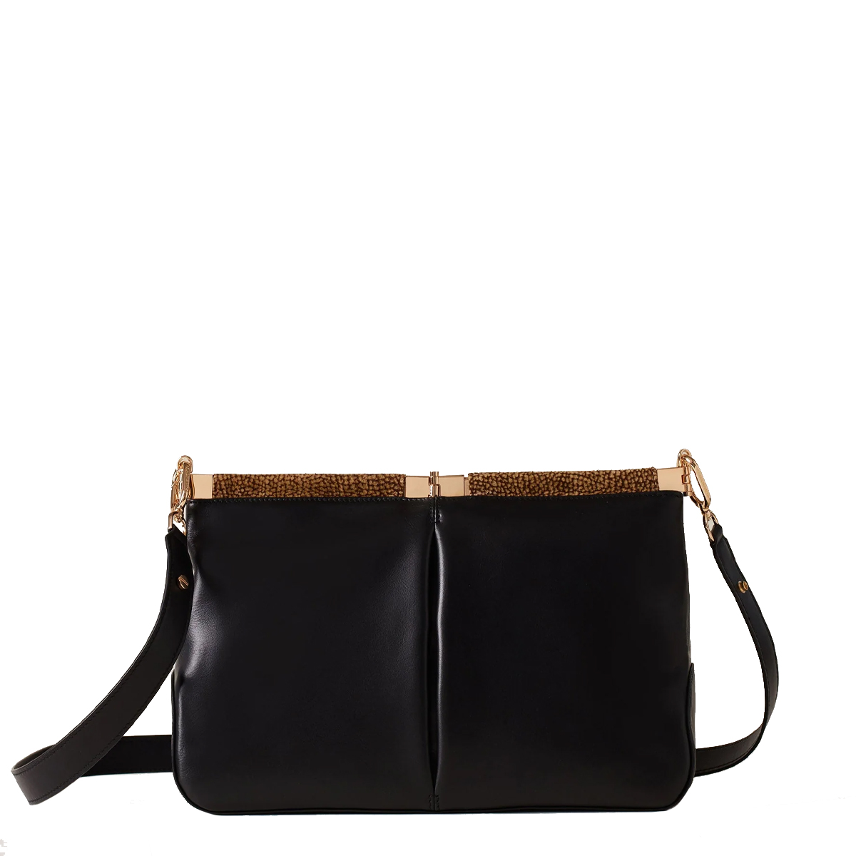 Borbonese Borsa a spalla 5PM Medium Nero OP Naturale - 1 Borbonese Borsa a spalla 5PM Medium Nero OP Naturale - 1