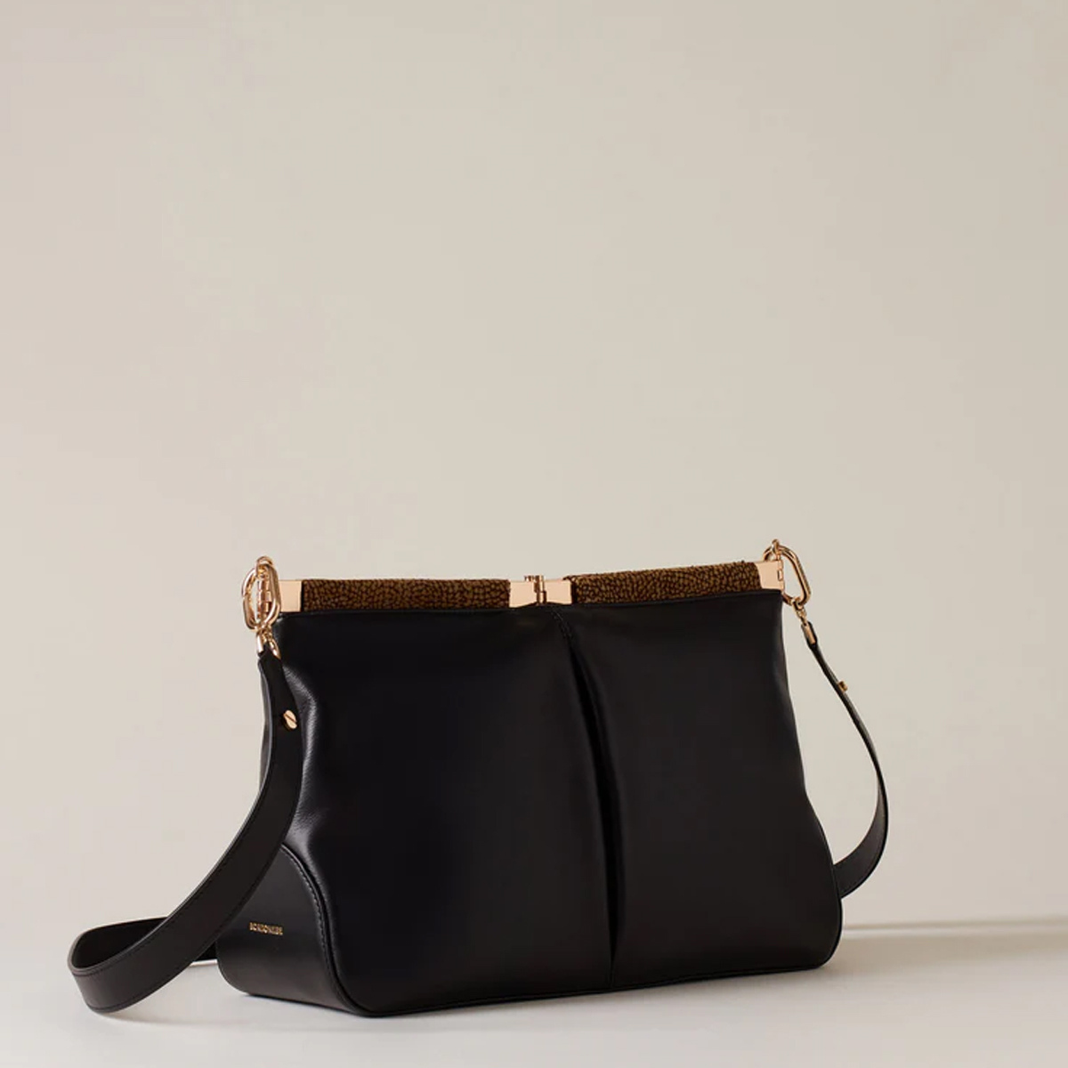 Borbonese Borsa a spalla 5PM Medium Nero OP Naturale - 3 Borbonese Borsa a spalla 5PM Medium Nero OP Naturale - 3