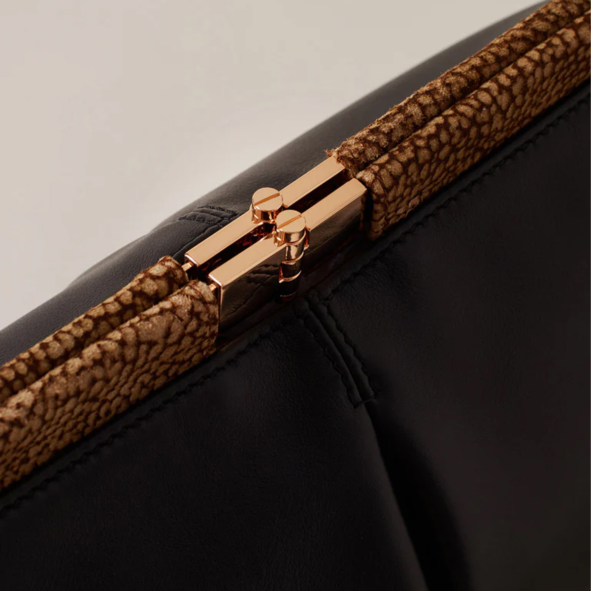 Borbonese Borsa a spalla 5PM Medium Nero OP Naturale - 5 Borbonese Borsa a spalla 5PM Medium Nero OP Naturale - 5