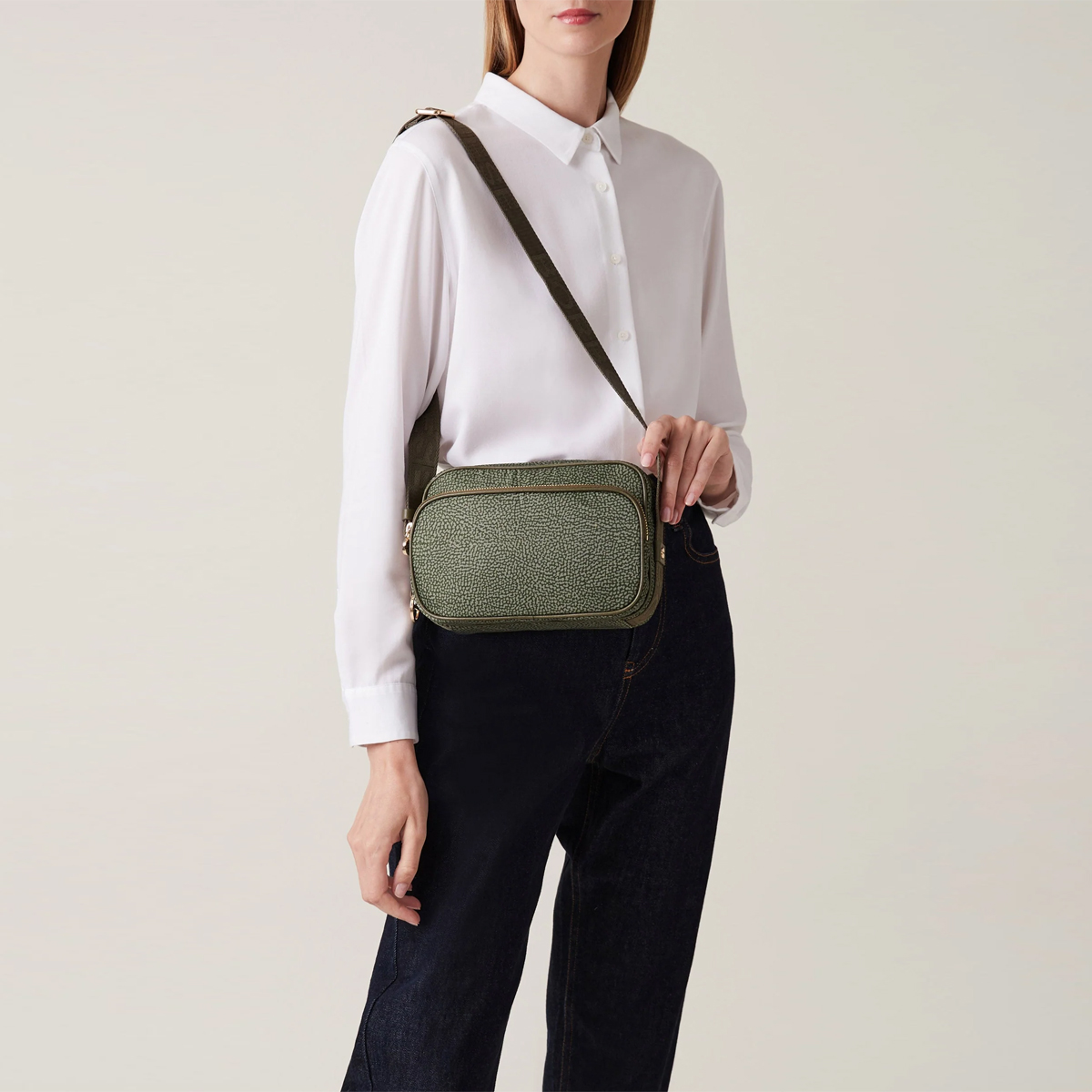 Borbonese Camera Bag Small Verde Militare - 2 Borbonese Camera Bag Small Verde Militare - 2