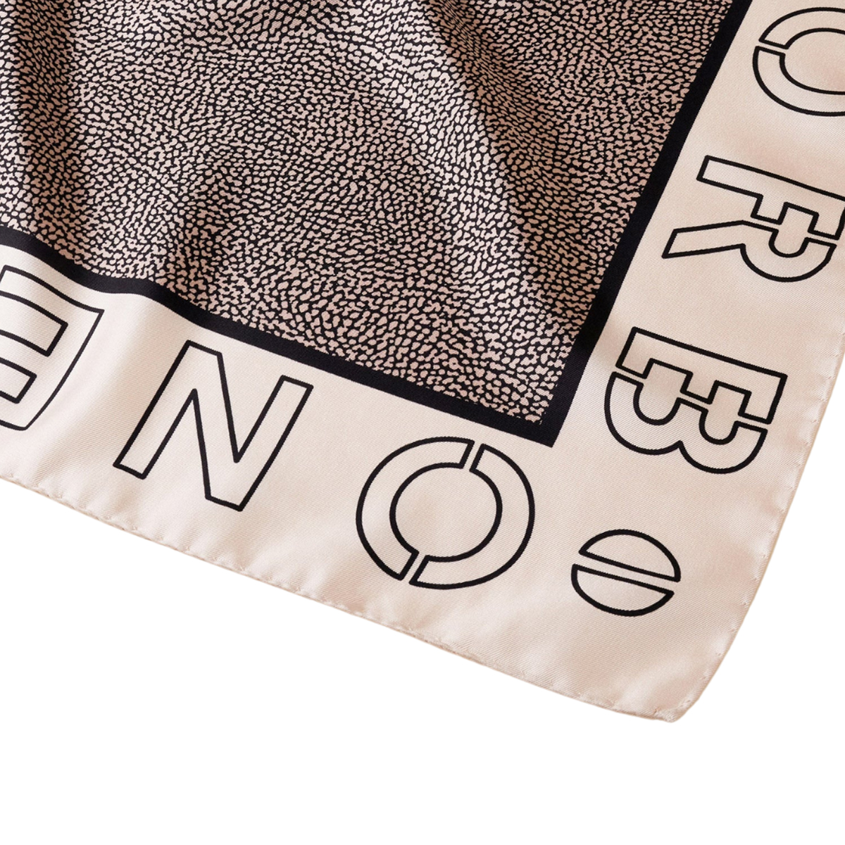 Borbonese Foulard OP Logo Outline 70x70 Chantilly Cream OP Naturale - 2 Borbonese Foulard OP Logo Outline 70x70 Chantilly Cream OP Naturale - 2