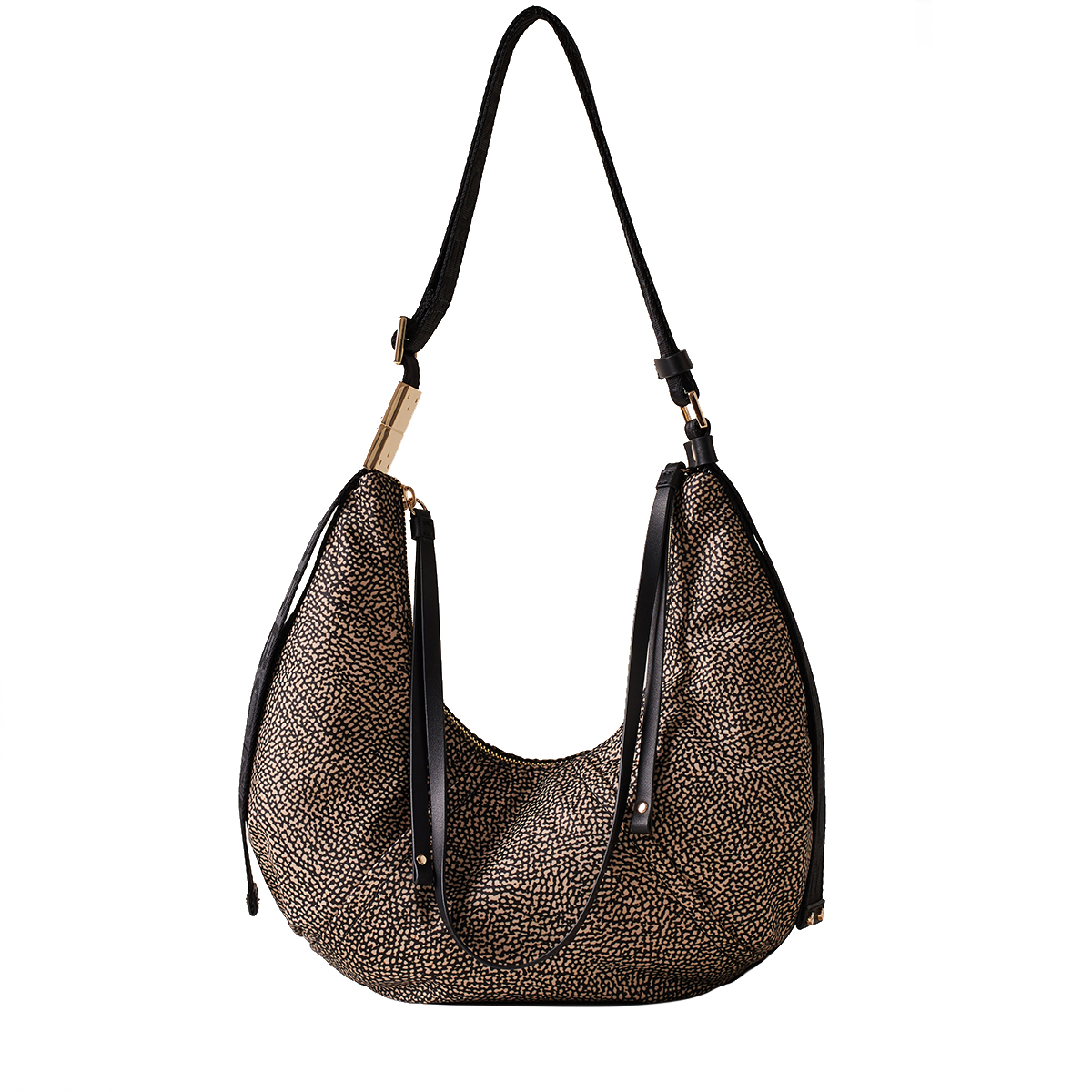 Borbonese Borsa Hobo Small OP Naturale Nero - 1 Borbonese Borsa Hobo Small OP Naturale Nero - 1