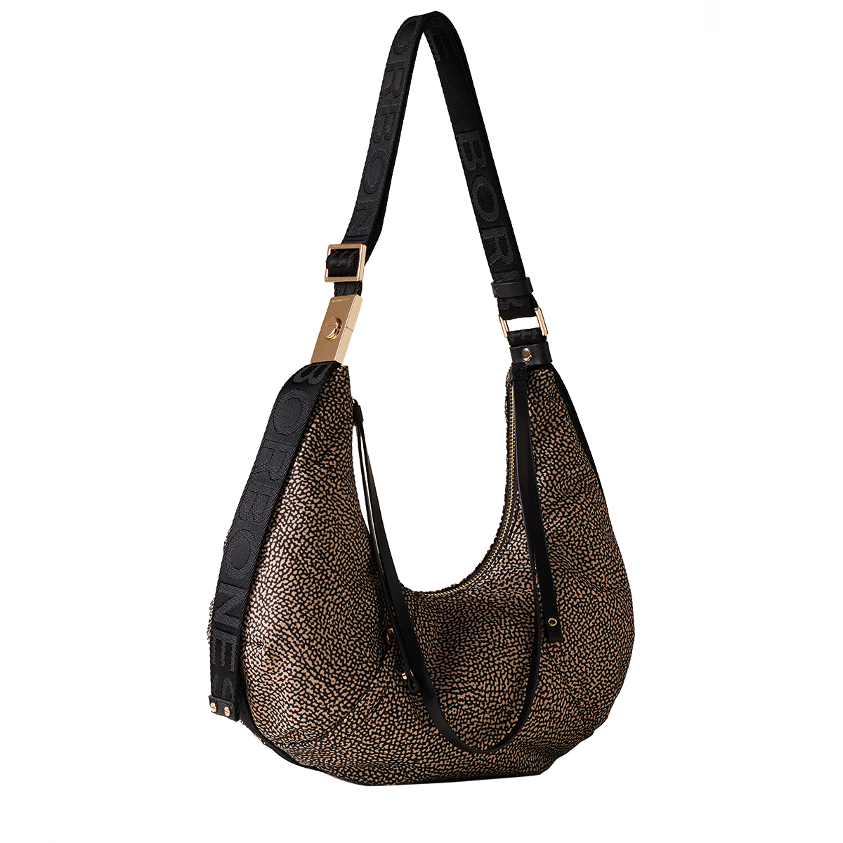 Borbonese Borsa Hobo Small OP Naturale Nero - 2 Borbonese Borsa Hobo Small OP Naturale Nero - 2