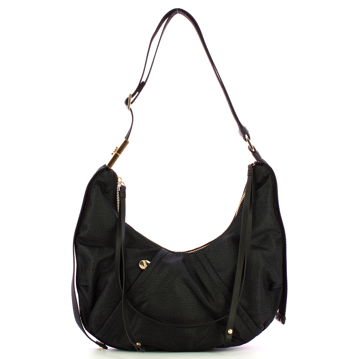 Borbonese Borsa Hobo Small Dark Black - 1 Borbonese Borsa Hobo Small Dark Black - 1