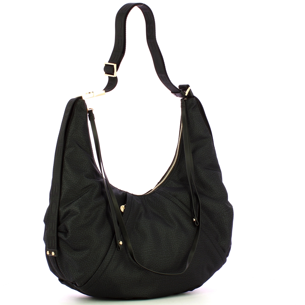 Borbonese Borsa Hobo Medium Dark Black - 2 Borbonese Borsa Hobo Medium Dark Black - 2