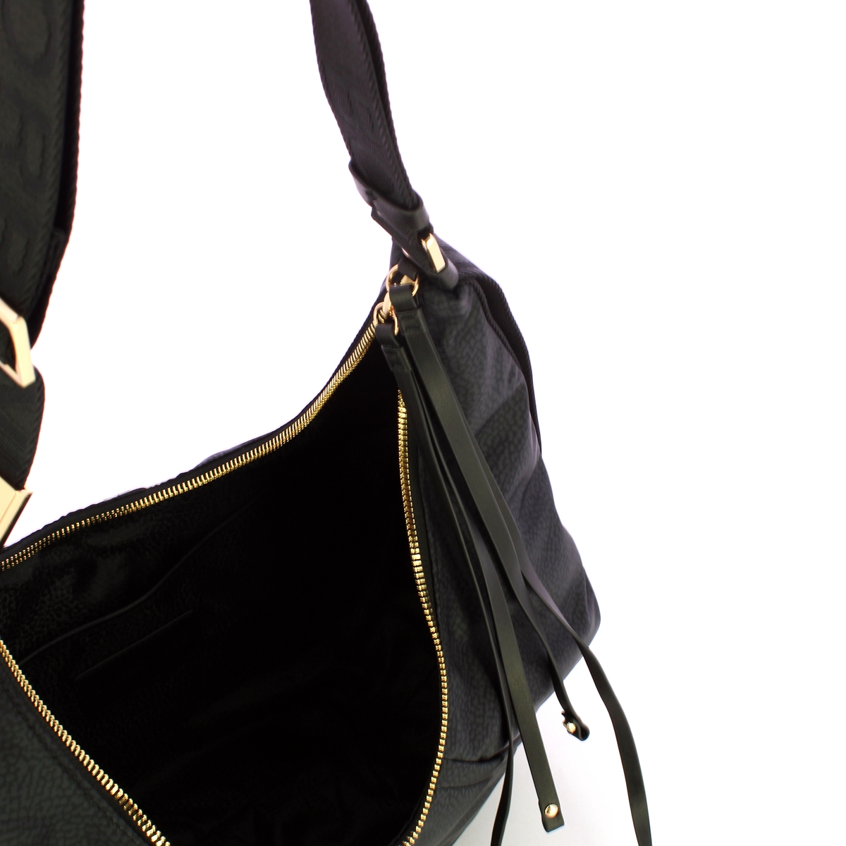 Borbonese Borsa Hobo Medium Dark Black - 4 Borbonese Borsa Hobo Medium Dark Black - 4
