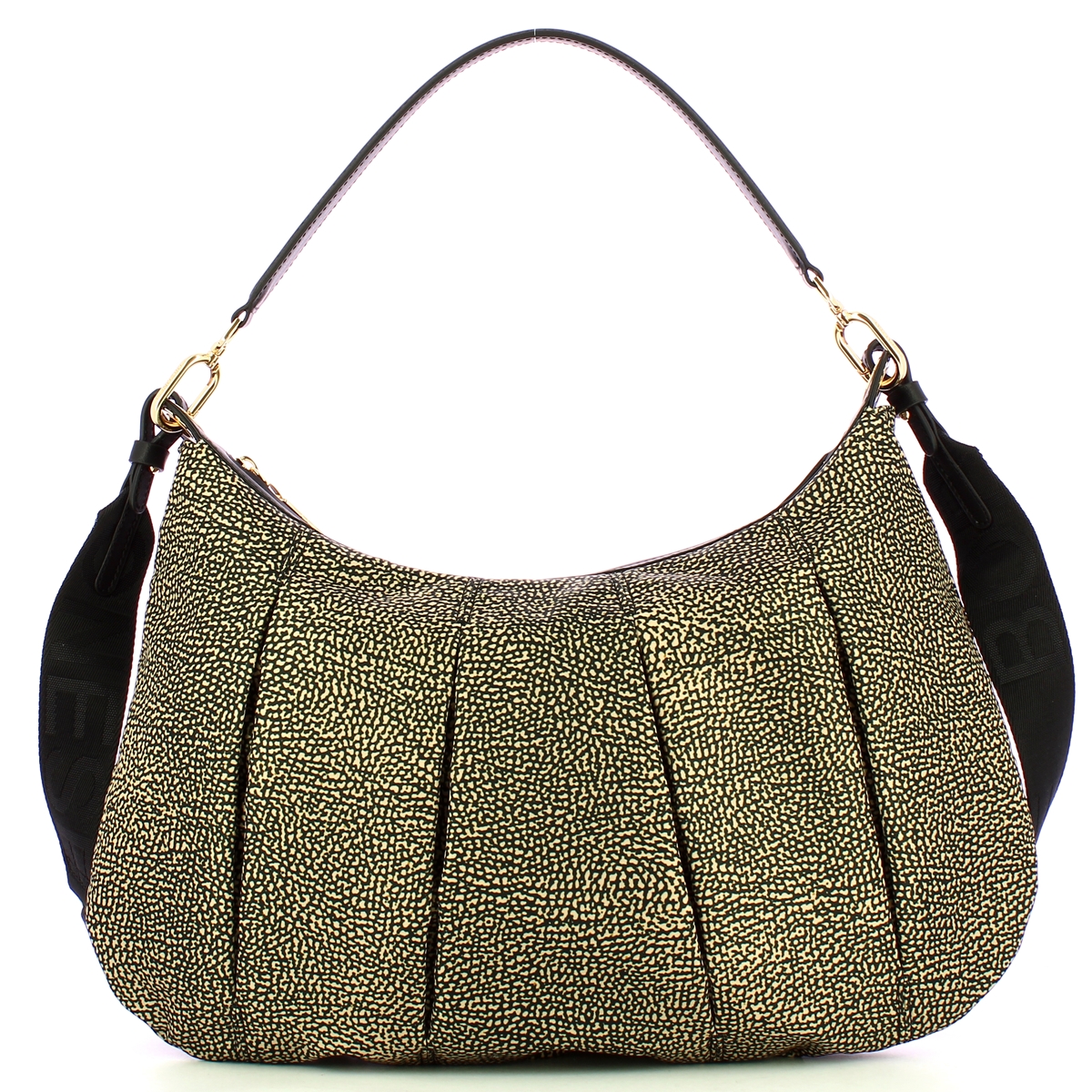 Borbonese Hobo Medium OP Naturale Nero - 1 Borbonese Hobo Medium OP Naturale Nero - 1