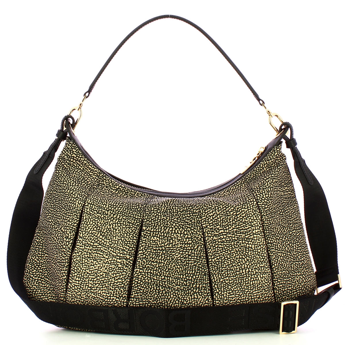 Borbonese Hobo Medium OP Naturale Nero - 3 Borbonese Hobo Medium OP Naturale Nero - 3